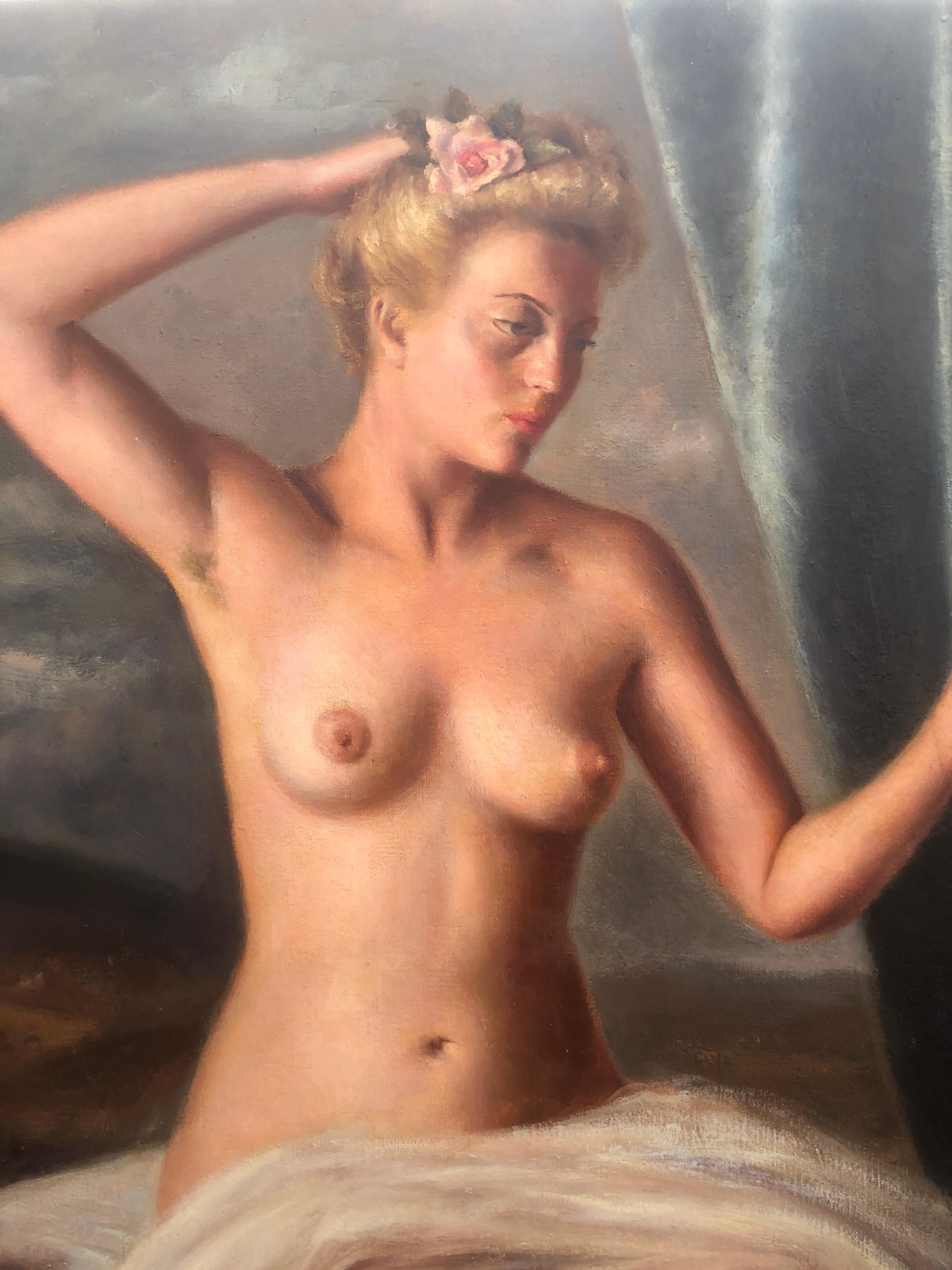 Nude woman oil on canvas painting For Sale 1