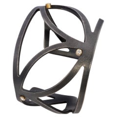 Maria Samora, Taos Pueblo, Manschette aus oxidiertem Sterlingsilber mit Diamanten und Diamanten