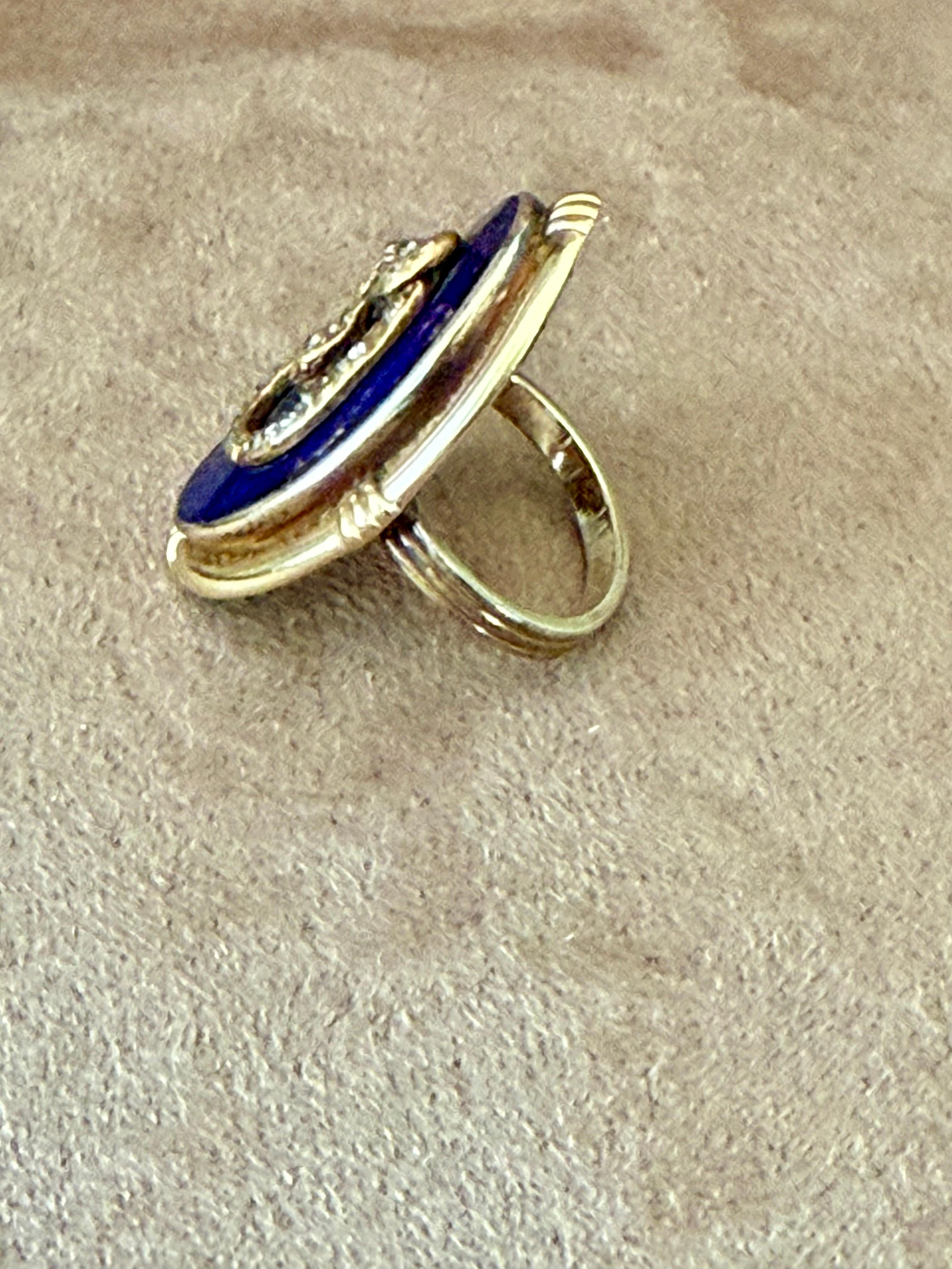Maria Schell's blue Enamel Snake Ring in 18 K yellow Gold In Fair Condition For Sale In Zurich, Zollstrasse