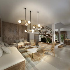 Side Table – Ø 70 cm x H 42 cm – marble top and brass feet