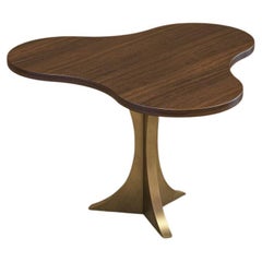 Tavolino Maria - Ø 70 cm x H 42 cm - Piano impiallacciato in Oak - Reggiseno patinato oro invecchiato