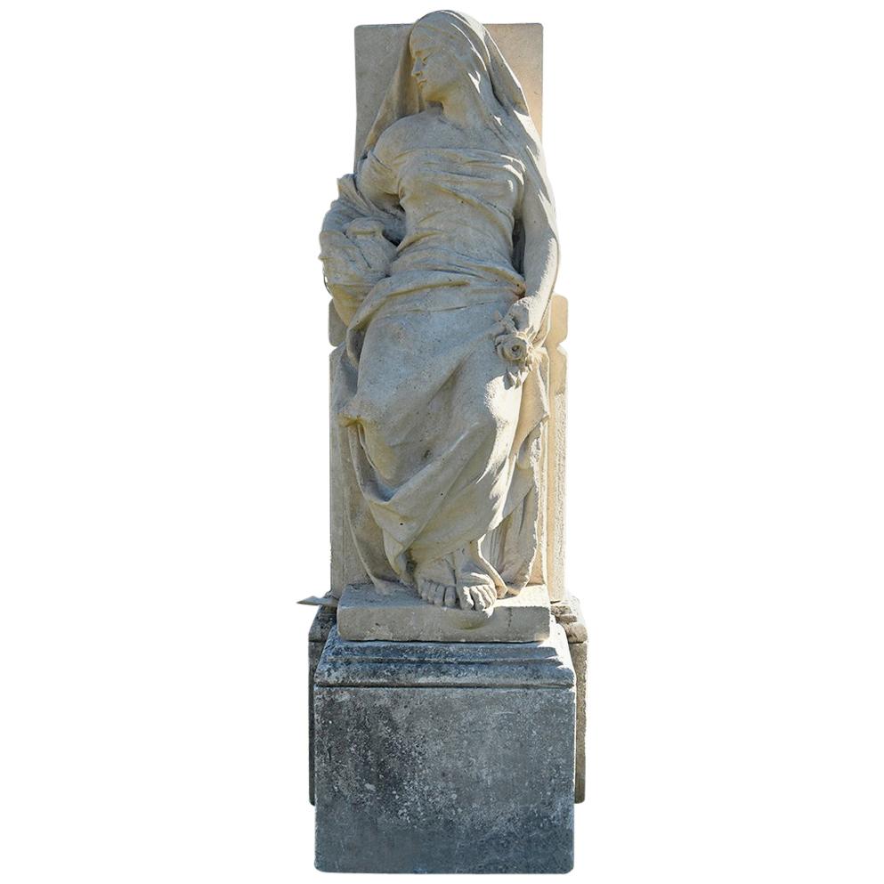 Maria Statue on Pedestal 19th Century