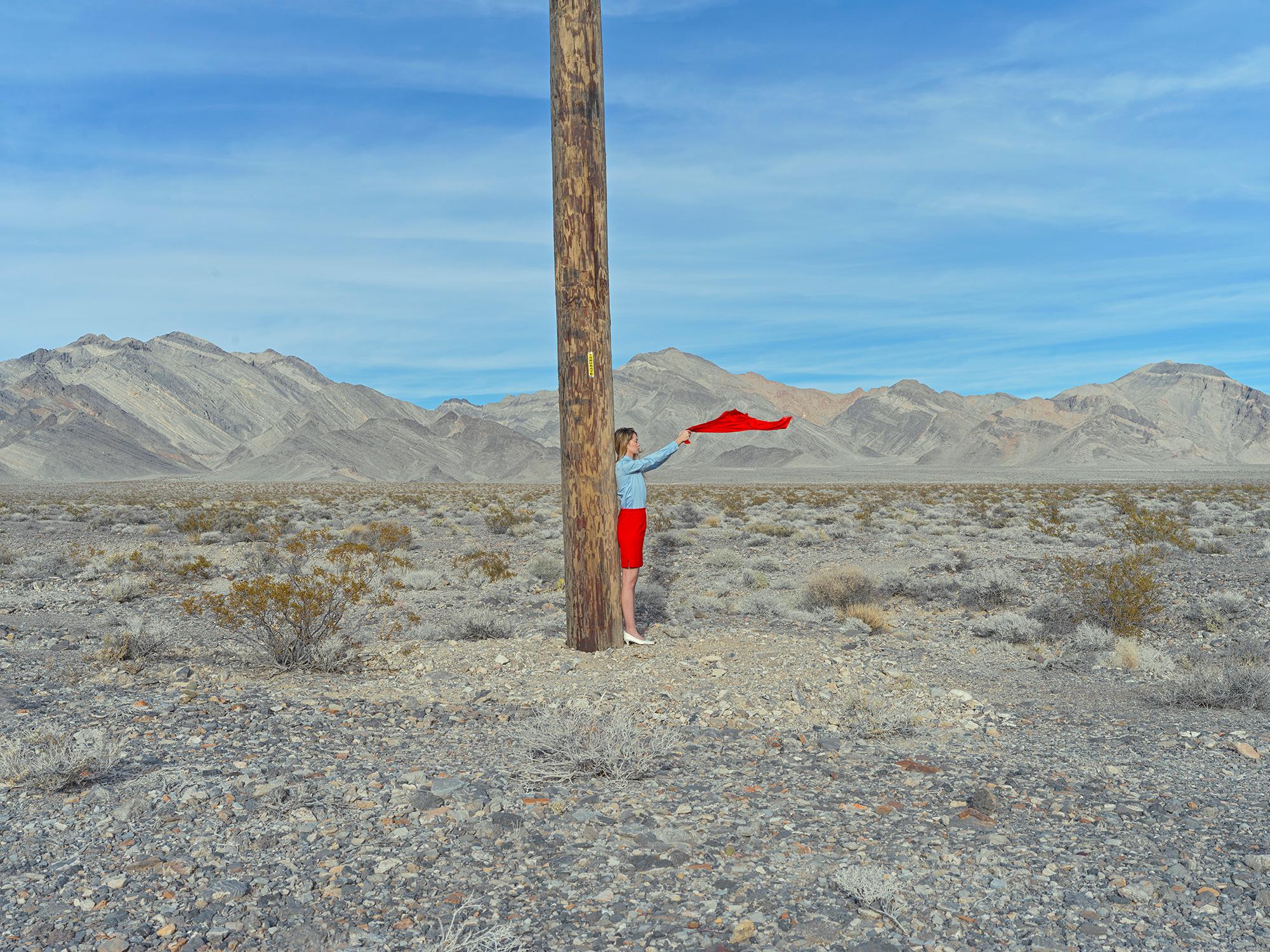 Maria Svarbova's most recent series captures her signature poses in the landscape of Death Valley. With her signature aesthetic and minimal color palate this work creates a sense of lost Americana.
 
Price for print only. Limited edition of 10.