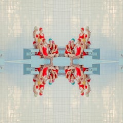 Symmetry- manipulated color photograph in reds and blues by Maria Svarbova 