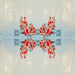 Symmetry- manipulated color photograph in reds and blues by Maria Svarbova