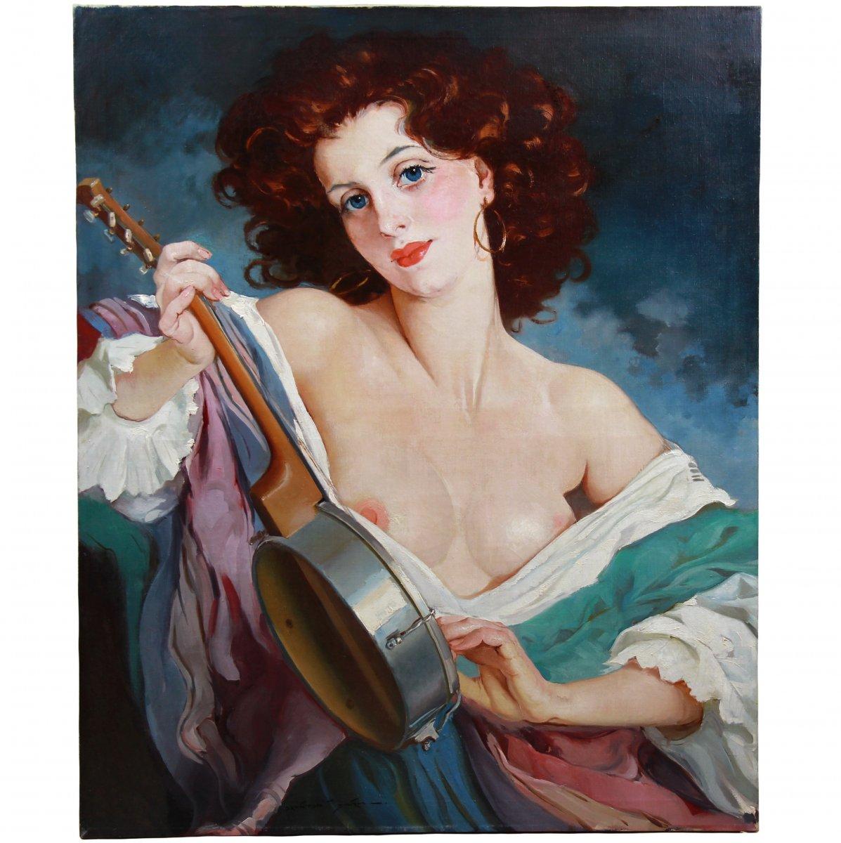 Olio su tela Ritratto di una ragazza zingara nuda di Maria Szantho

Bel quadro di grandi dimensioni "Ritratto di ragazza zingara nuda" dipinto dall'artista Maria Szantho (1897 - 1998) di scuola ungherese.
Maria Szantho nacque il 31 luglio 1897 a