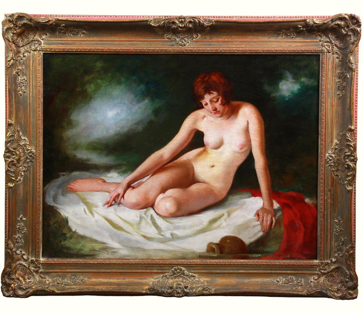 Pittura a olio su tela, Nudo al bagno di Maria Szantho
