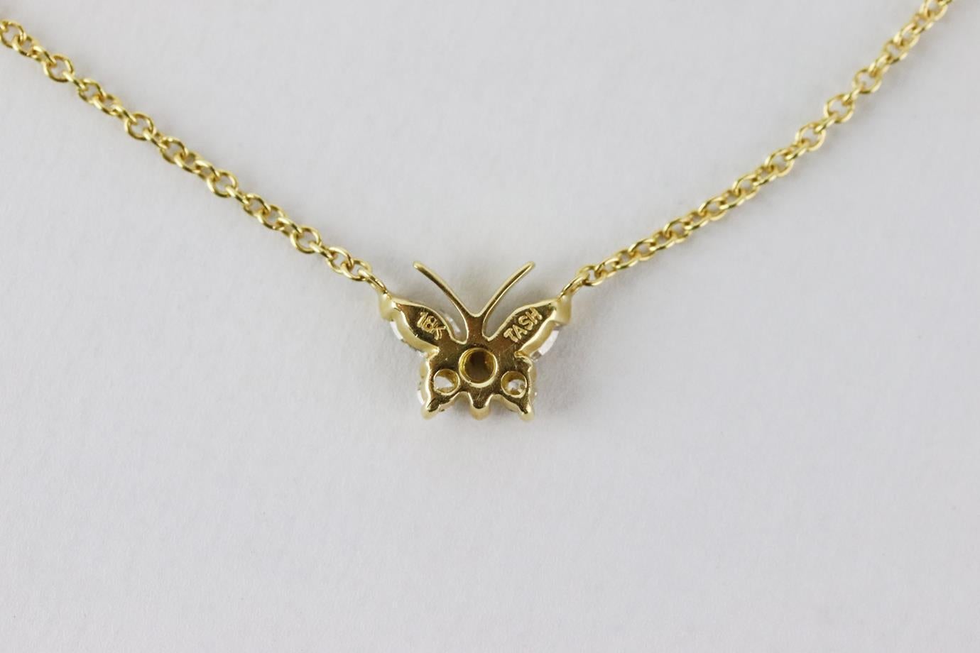 Maria Tash Butterfly 18K Yellow Gold And Diamond Necklace  In Excellent Condition In London, GB