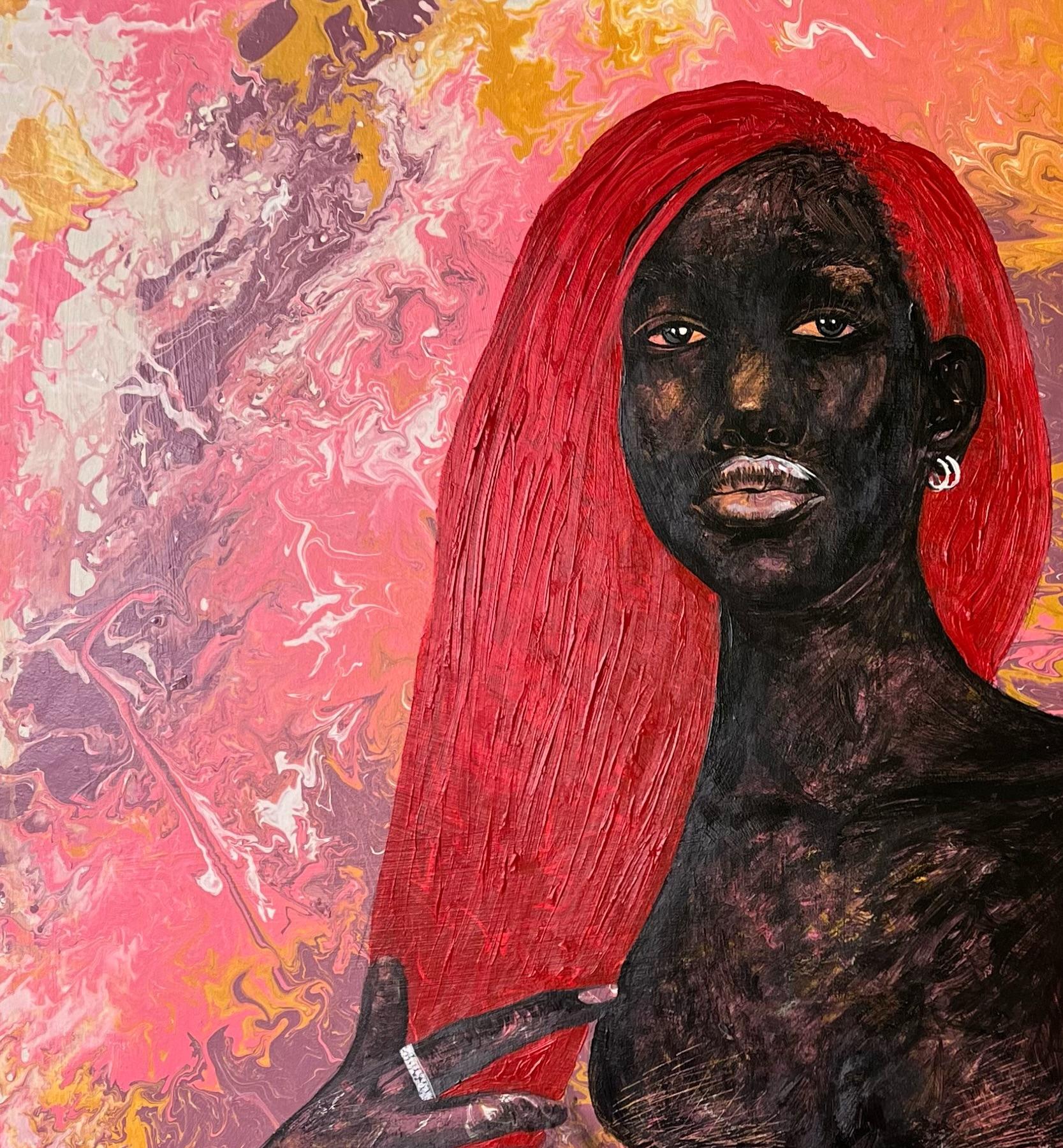 Red Hair - Painting by Maria Tendo