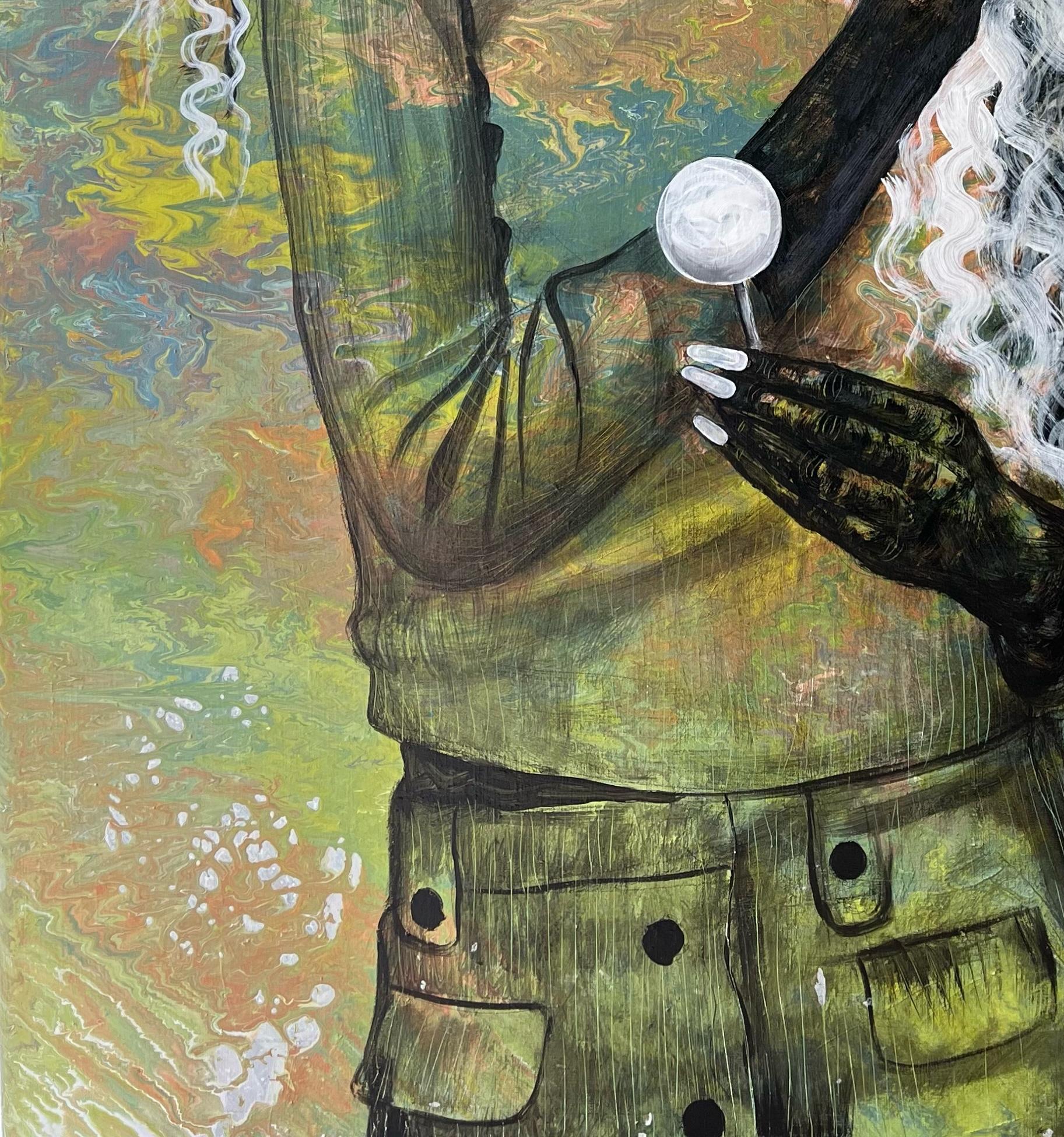Lecca-lecca bianco - Figurative Painting Marrone di Maria Tendo
