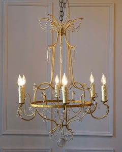 Maria Teresa Gilt Iron and Crystal Chandelier, Italy, Mid-18th Century