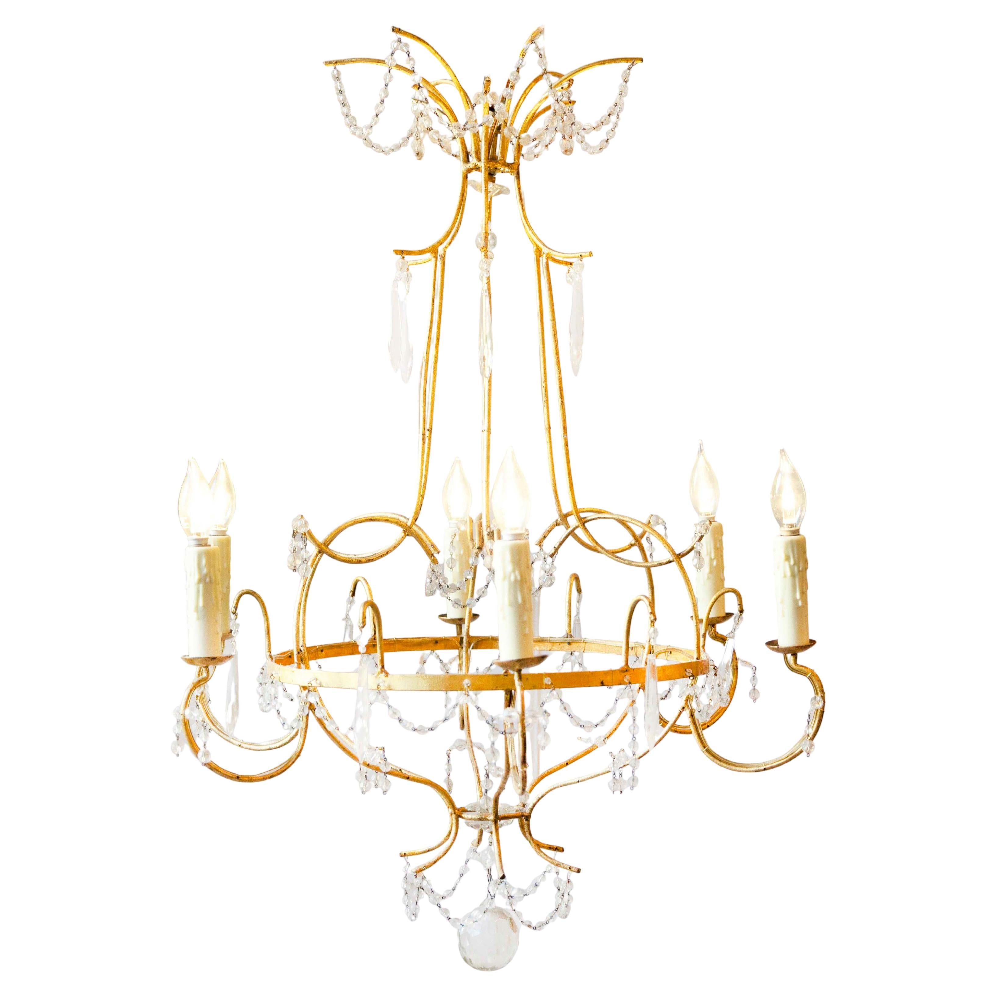 Maria Teresa Gilt Iron and Crystal Chandelier, Italy, Mid-18th Century