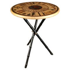 María Teresa Mendez 1970
s Mexican Goat Parchment Faux Bamboo Side Table