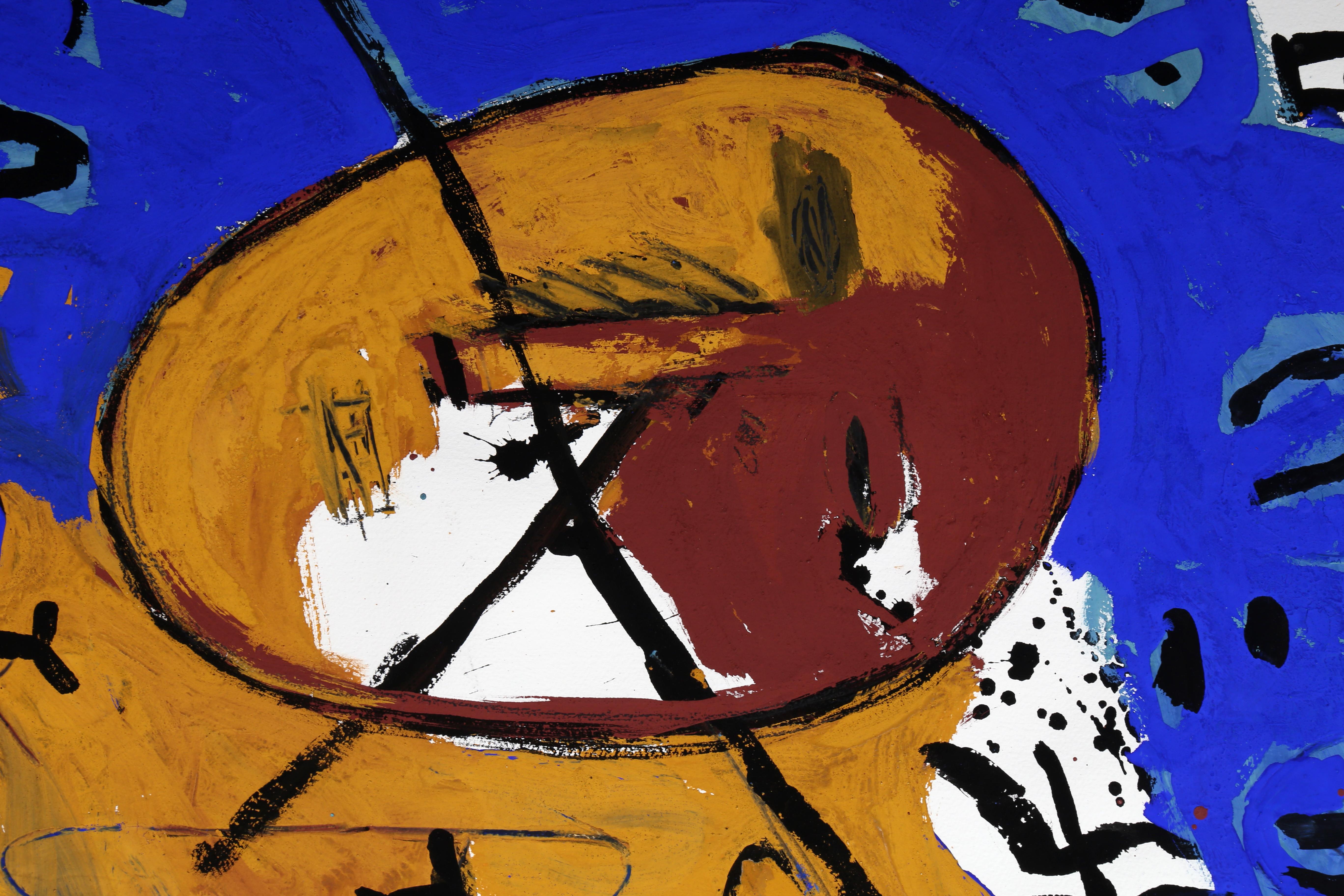 Porträt, Abstraktes Gemälde in Mischtechnik auf Papier von Maria Viecco (Zeitgenössisch), Mixed Media Art, von Maria Teresa Viecco