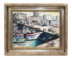 Vue portuaire - Huile sur toile - Signée et encadrée