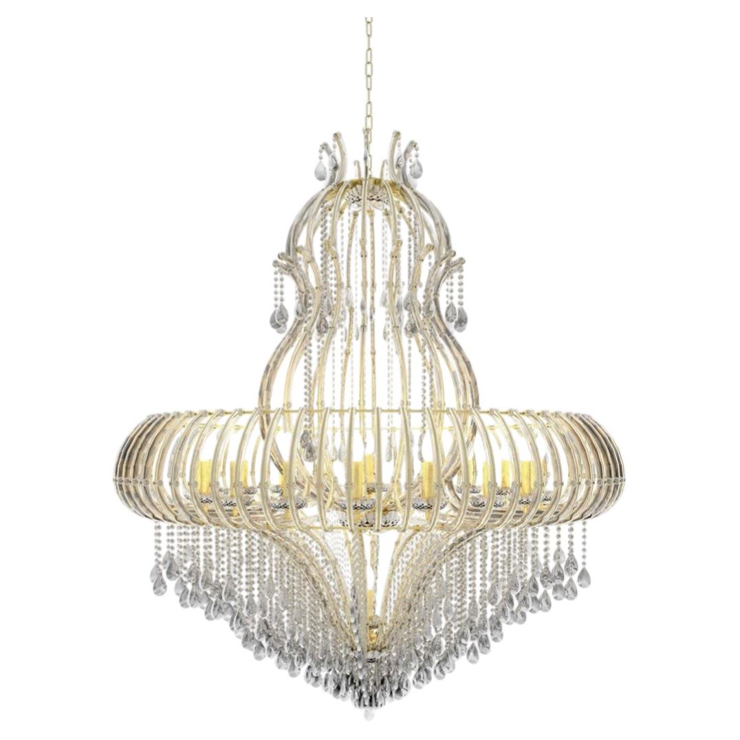 Maria Theresa 20 Lights Chandelier in Polished Chrome and Crystal by Aggiolight