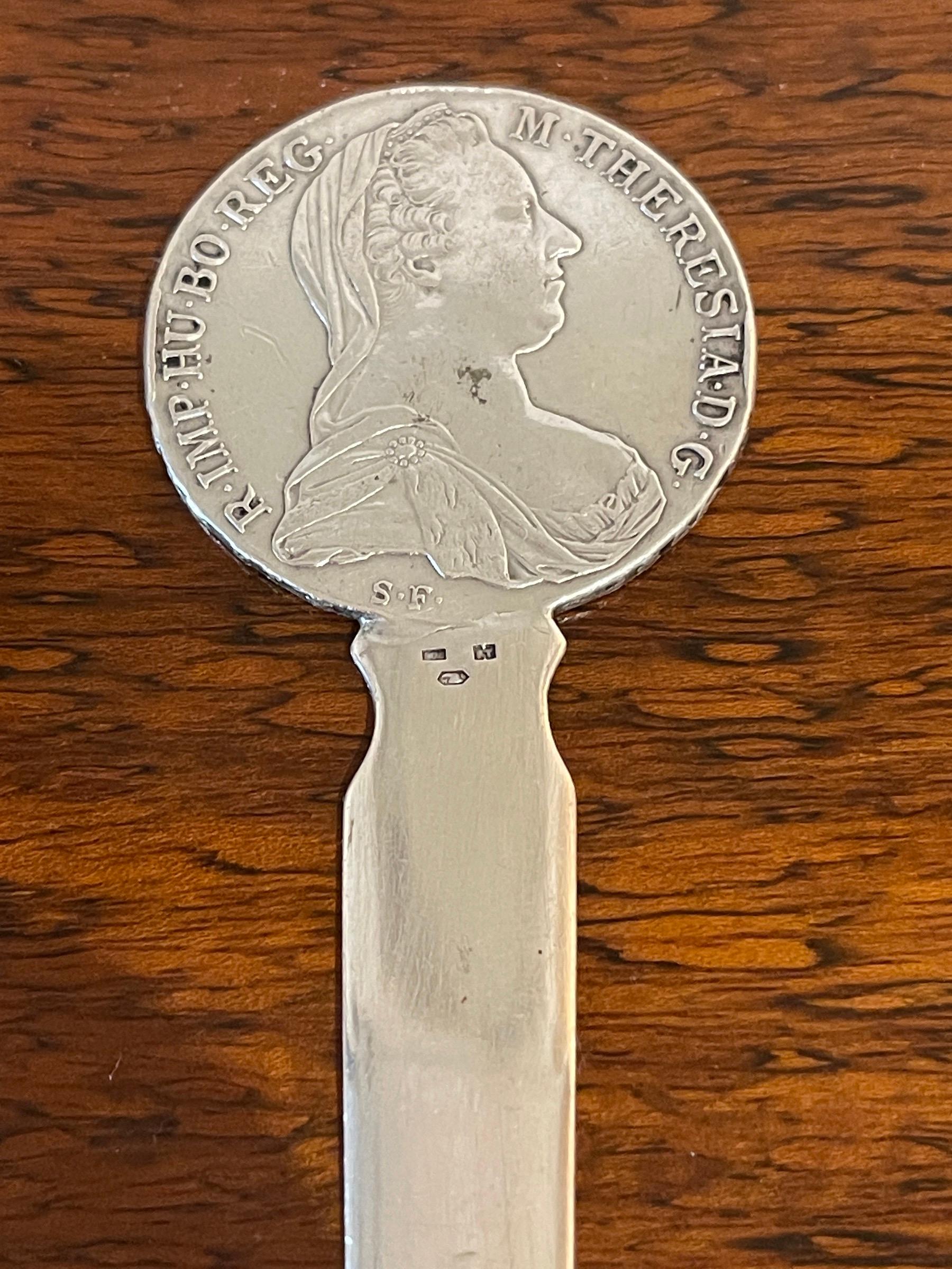 Sterling Silver Maria Theresa Austria-Habsburg 1780 Silver Coin Letter Opener  For Sale