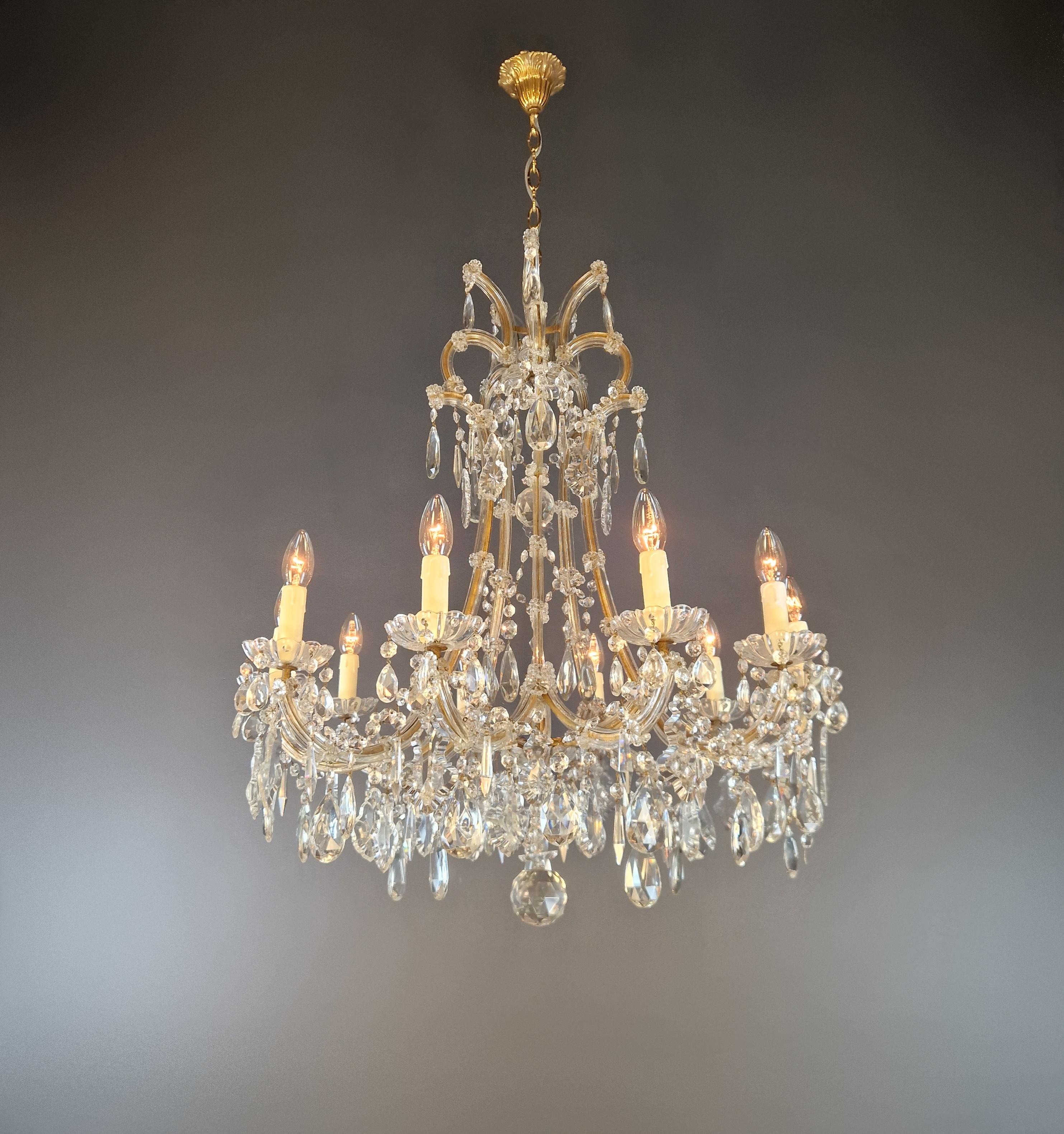 18th Century and Earlier Maria Theresa Baroque Crystal Chandelier Antique Ceiling Luster Glass Vase Shape For Sale
