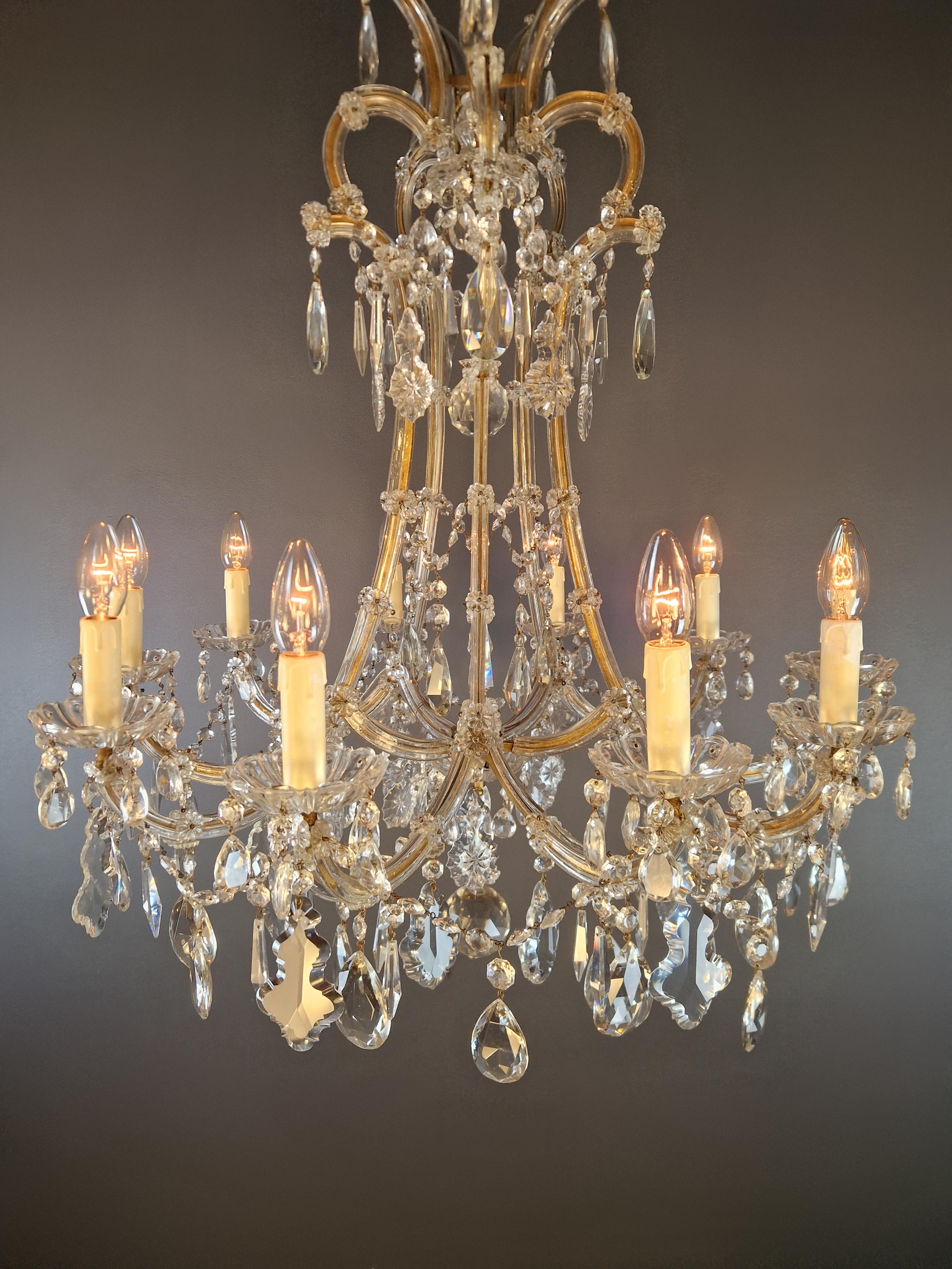 Brass Maria Theresa Baroque Crystal Chandelier Antique Ceiling Luster Glass Vase Shape For Sale