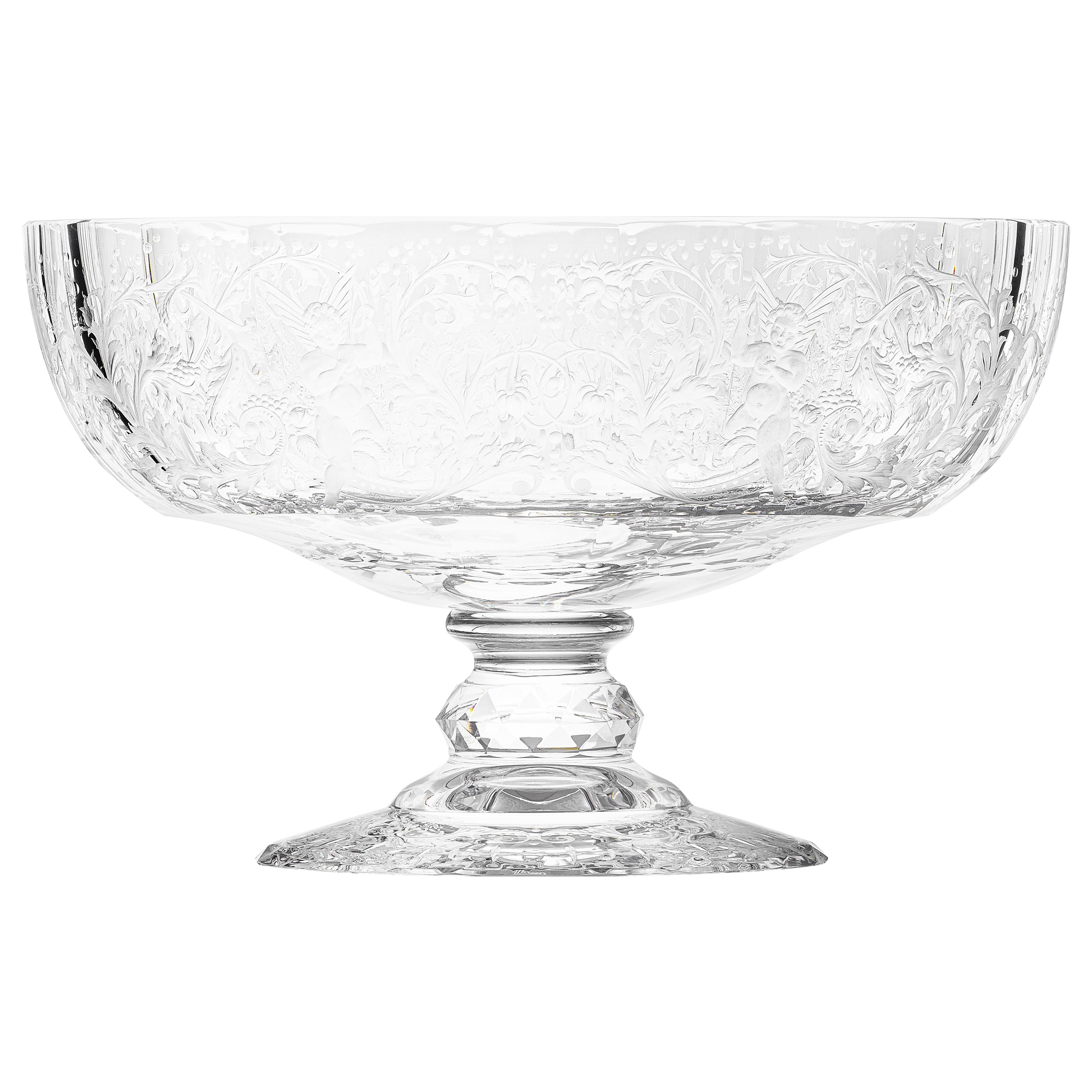 Maria Theresa Clear Bowl Hand Engraved Marie Theresa Motif  For Sale