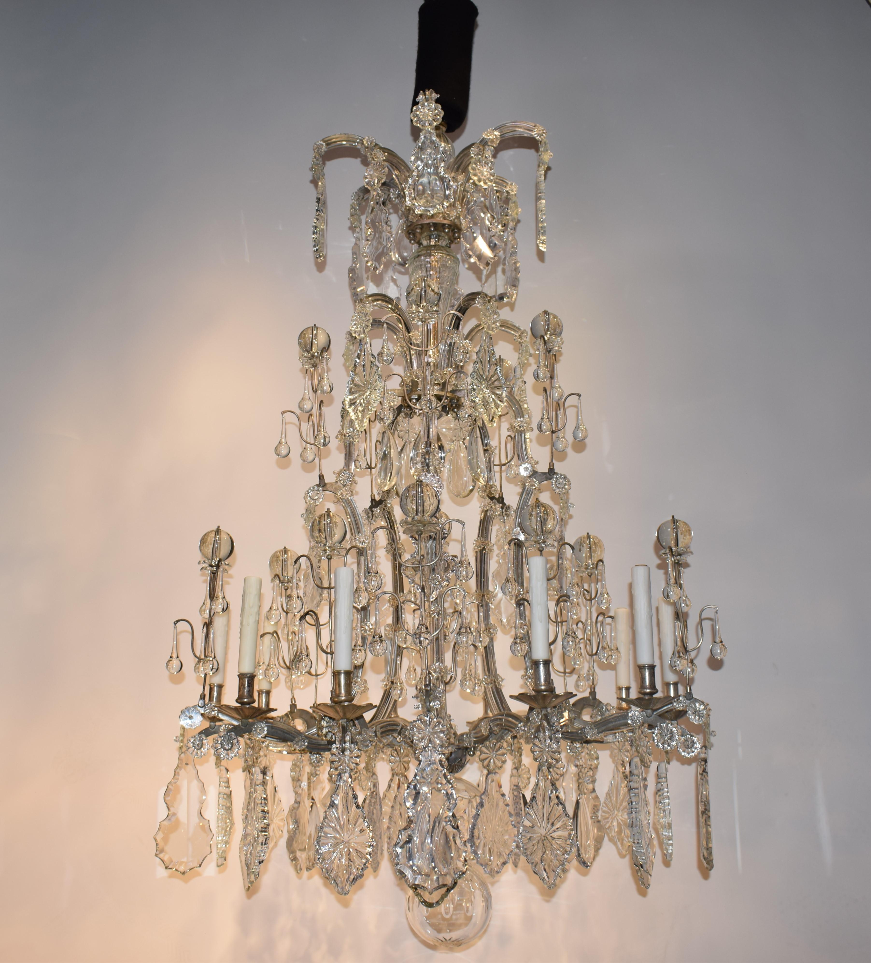 Silvered Maria Theresa Chandelier For Sale