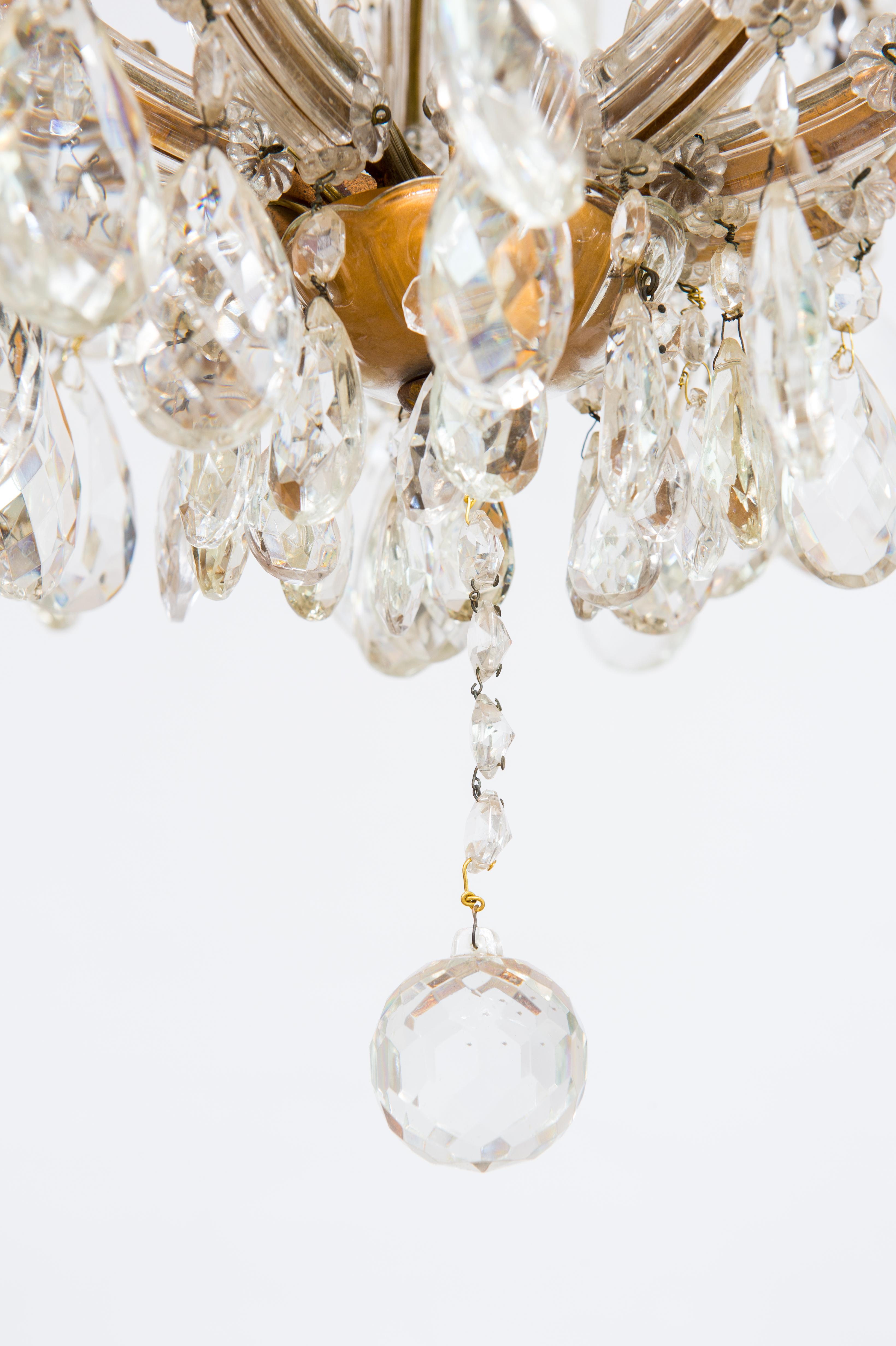 Maria Theresa Chandelier in Transparent Murano Glass, Italy, 1930s For Sale 2