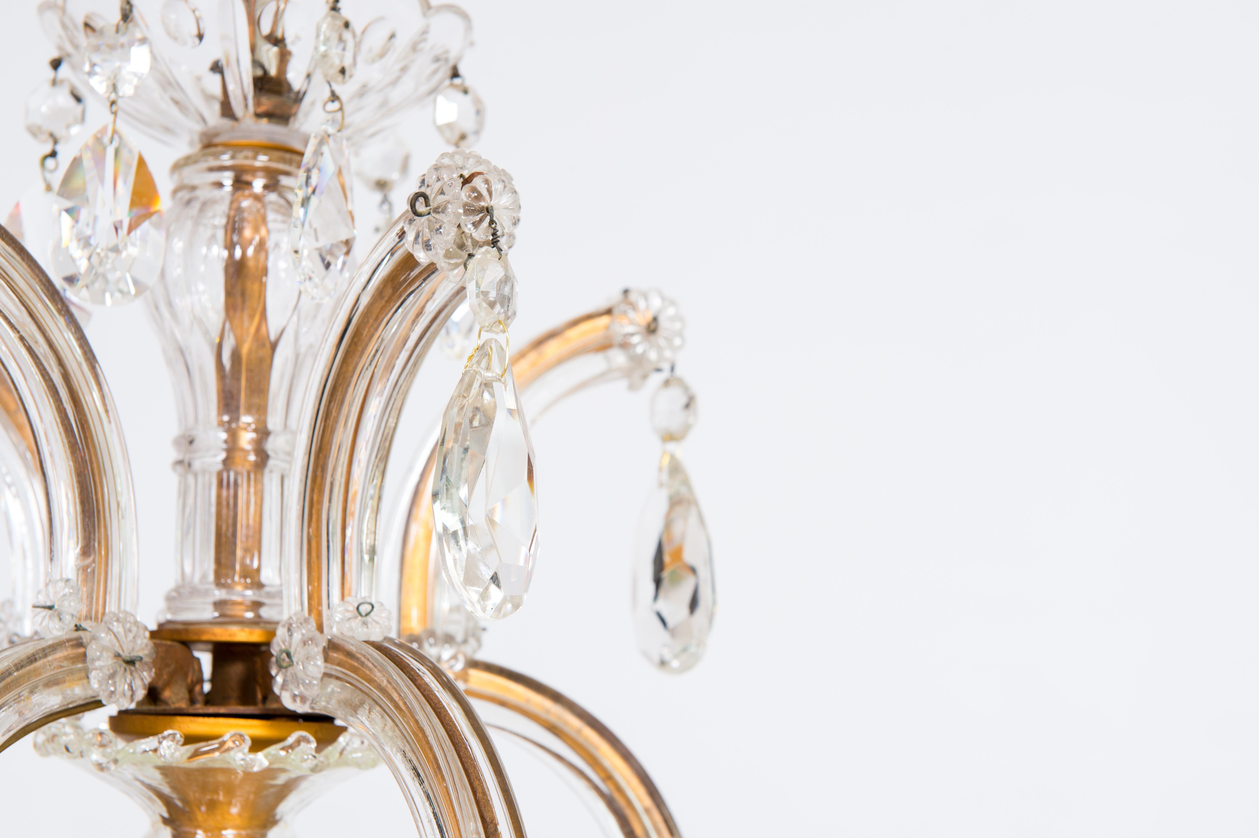 Maria Theresa Chandelier in Transparent Murano Glass, Italy, 1930s For Sale 3