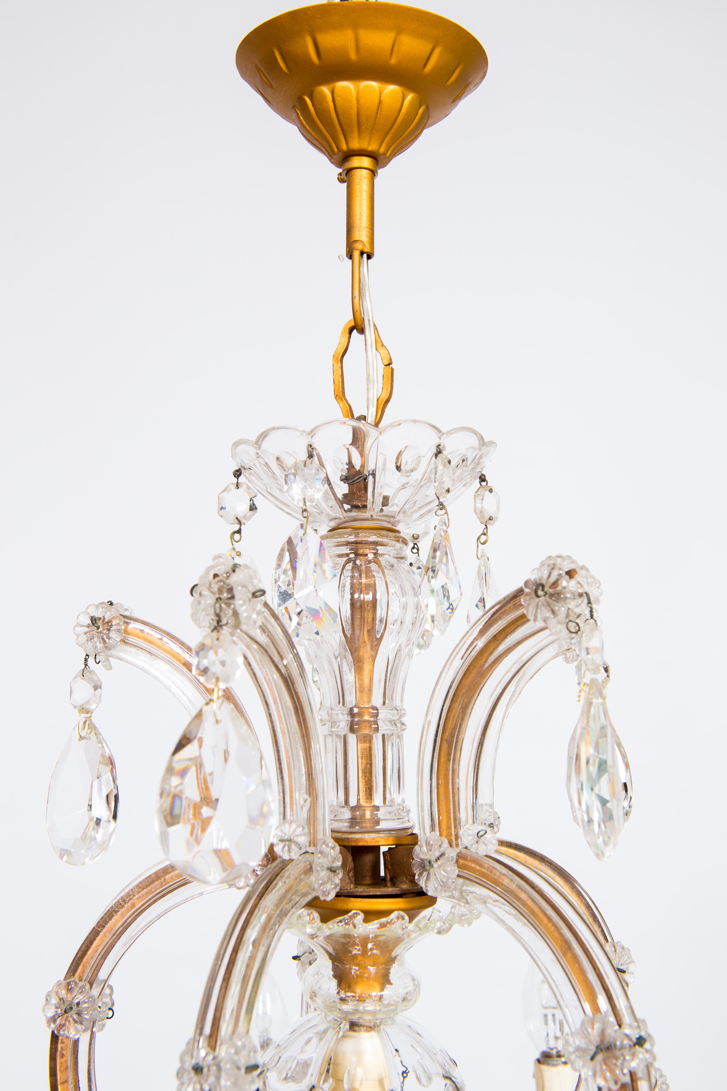 Maria Theresa Chandelier in Transparent Murano Glass, Italy, 1930s For Sale 5
