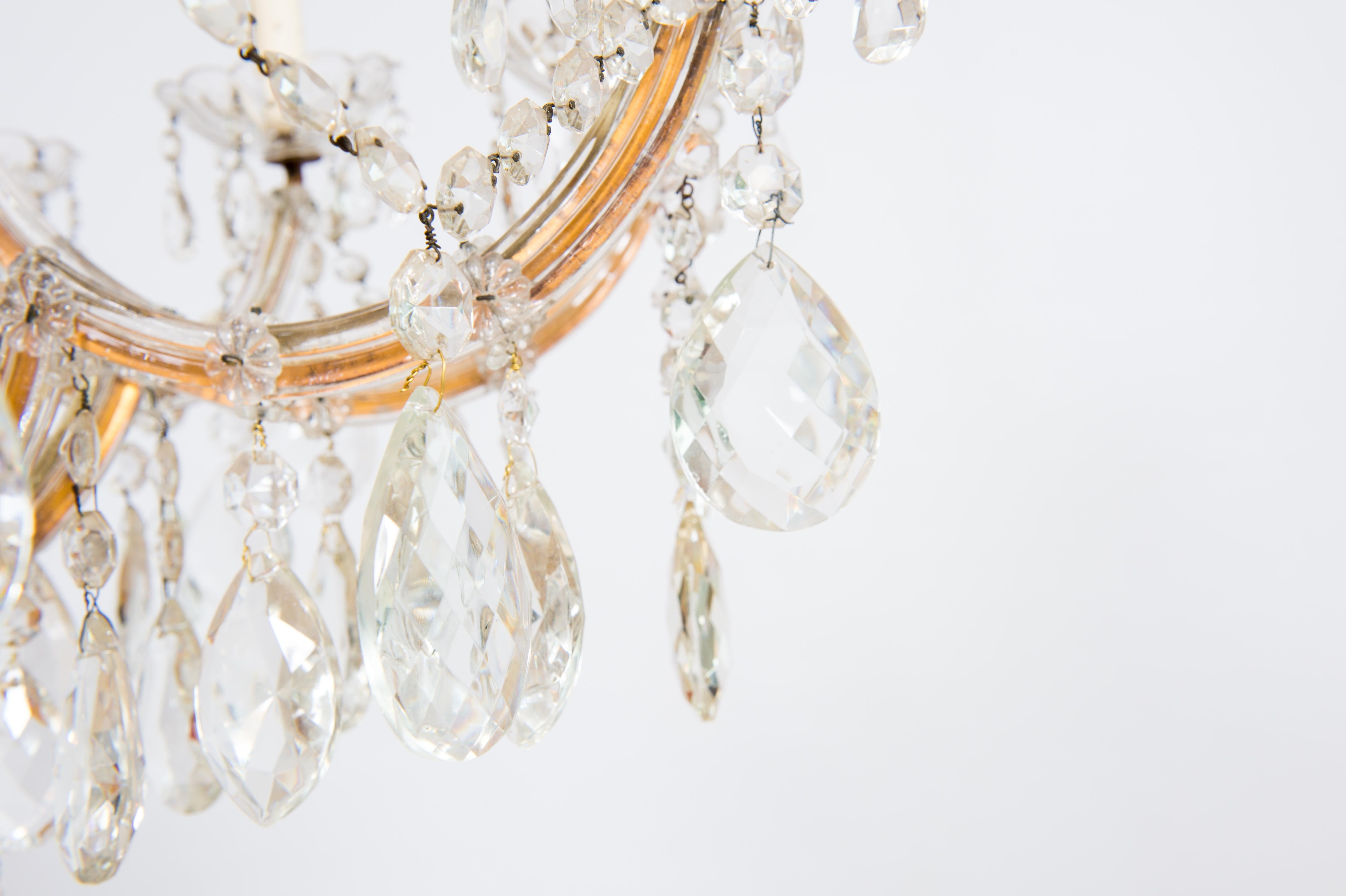 Maria Theresa Chandelier in Transparent Murano Glass, Italy, 1930s For Sale 6
