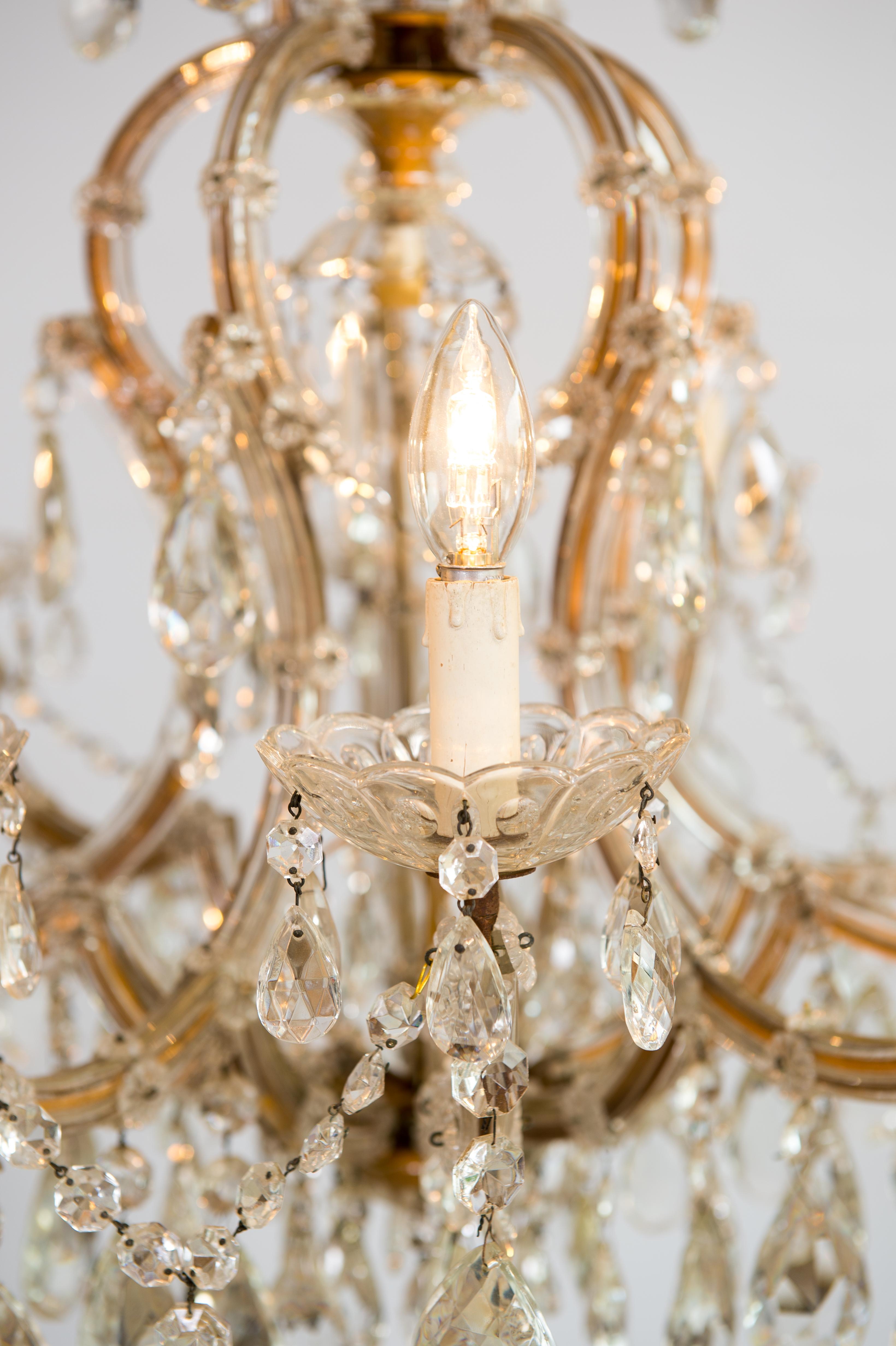 Maria Theresa Chandelier in Transparent Murano Glass, Italy, 1930s For Sale 9