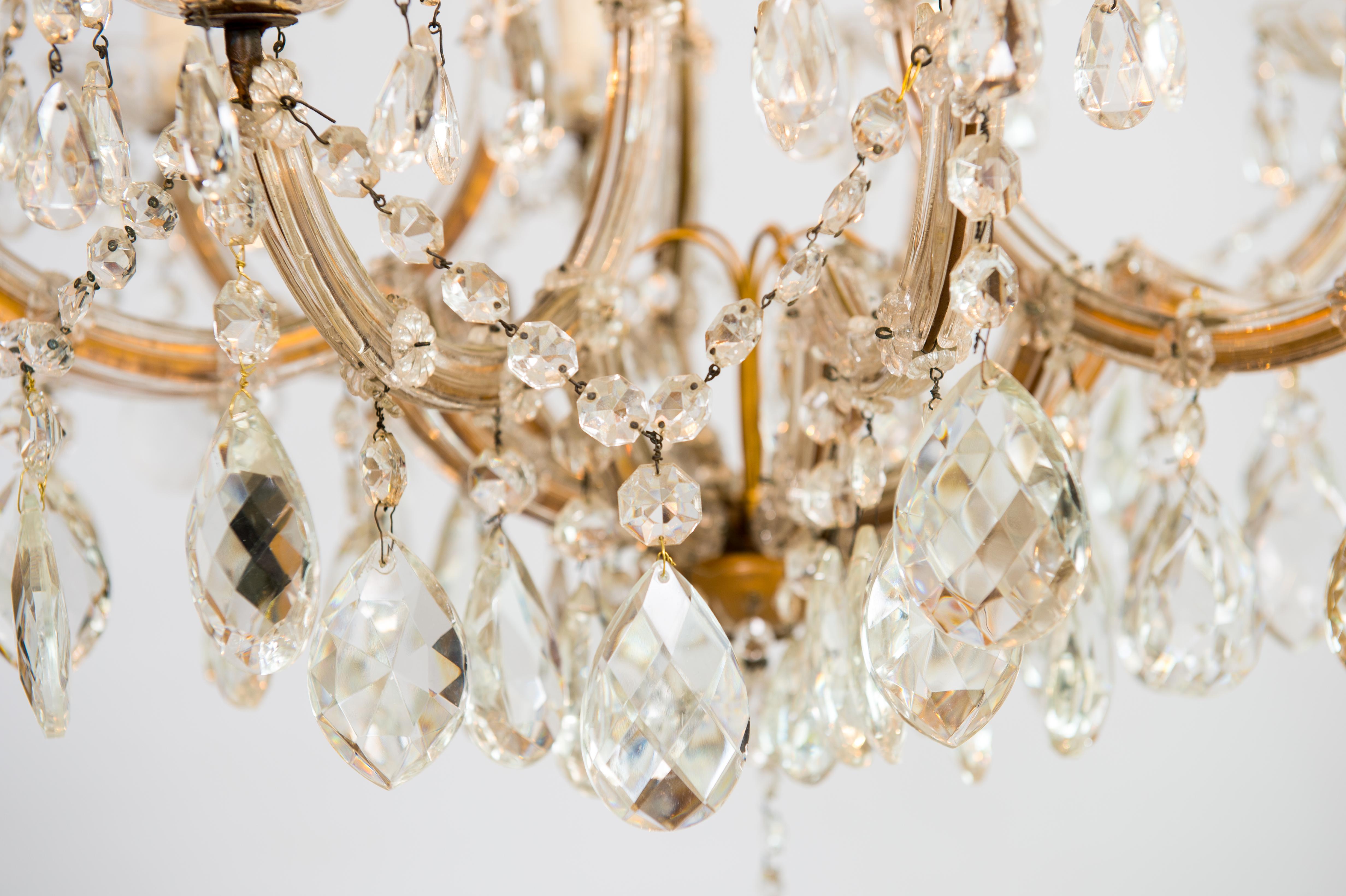 Maria Theresa Chandelier in Transparent Murano Glass, Italy, 1930s For Sale 10