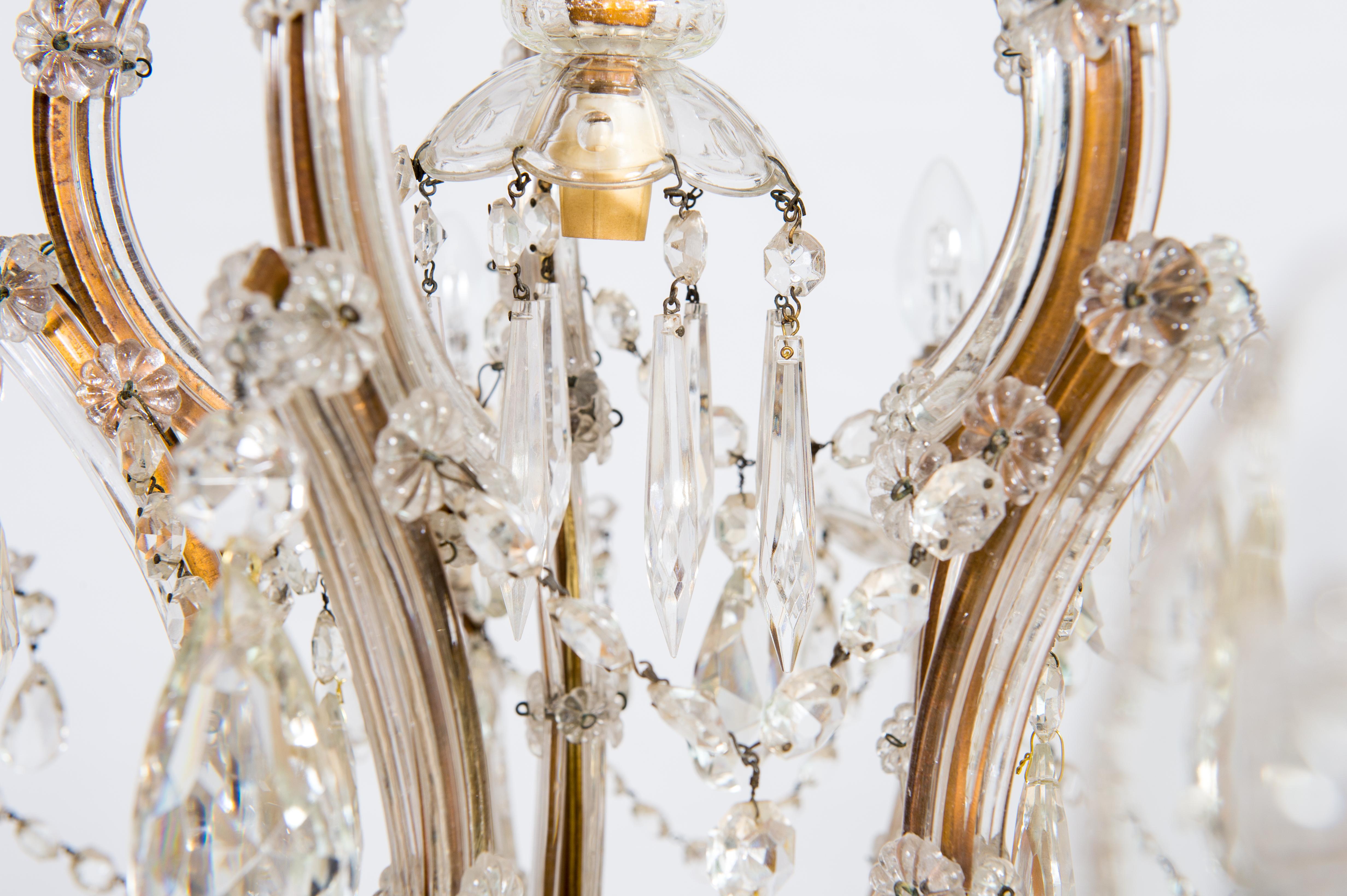 Maria Theresa Chandelier in Transparent Murano Glass, Italy, 1930s In Excellent Condition For Sale In Villaverla, IT