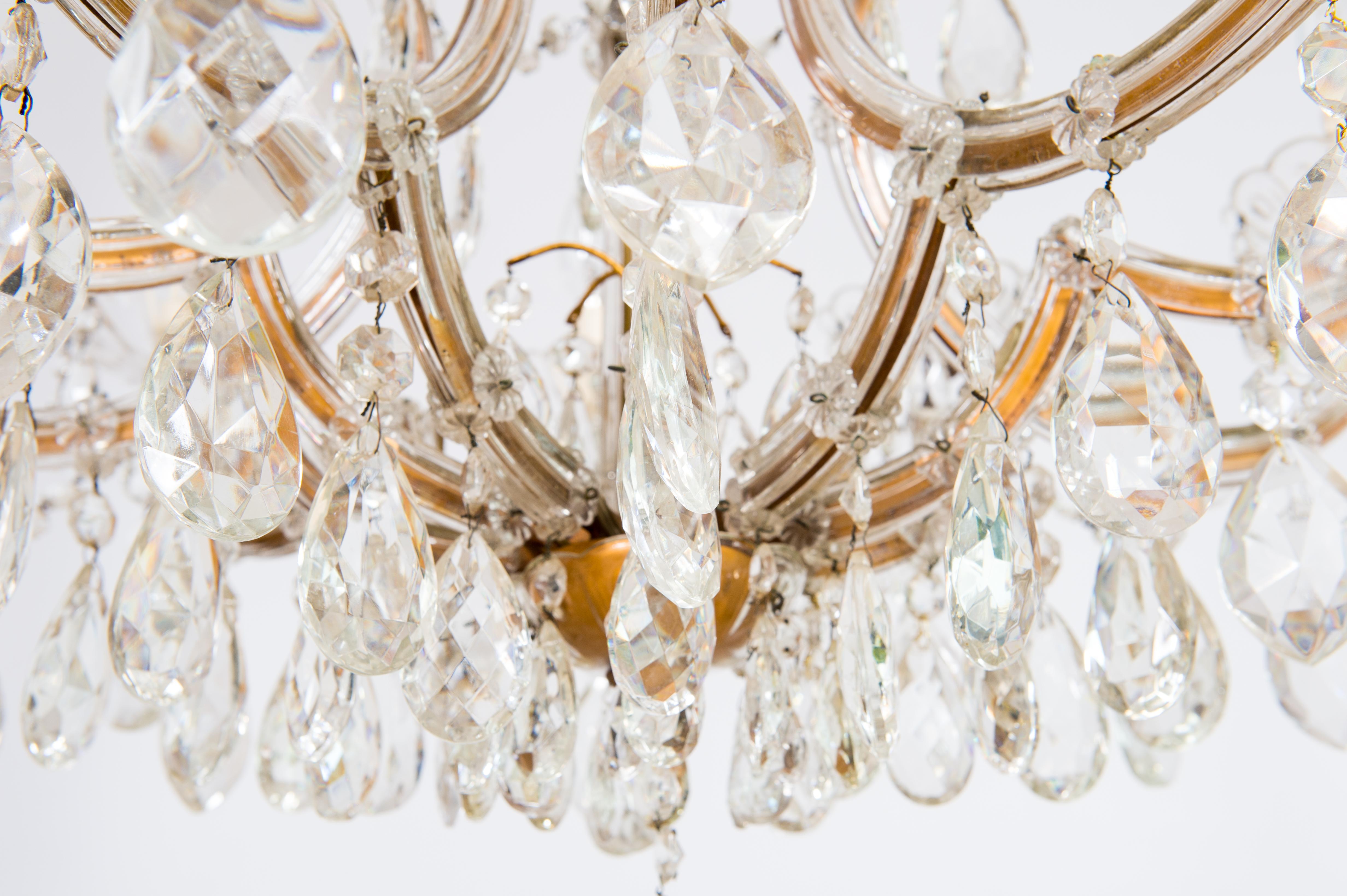 Mid-20th Century Maria Theresa Chandelier in Transparent Murano Glass, Italy, 1930s For Sale