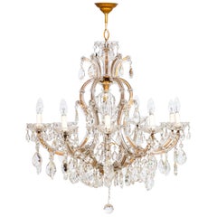 Vintage Maria Theresa Chandelier in Transparent Murano Glass, Italy, 1930s