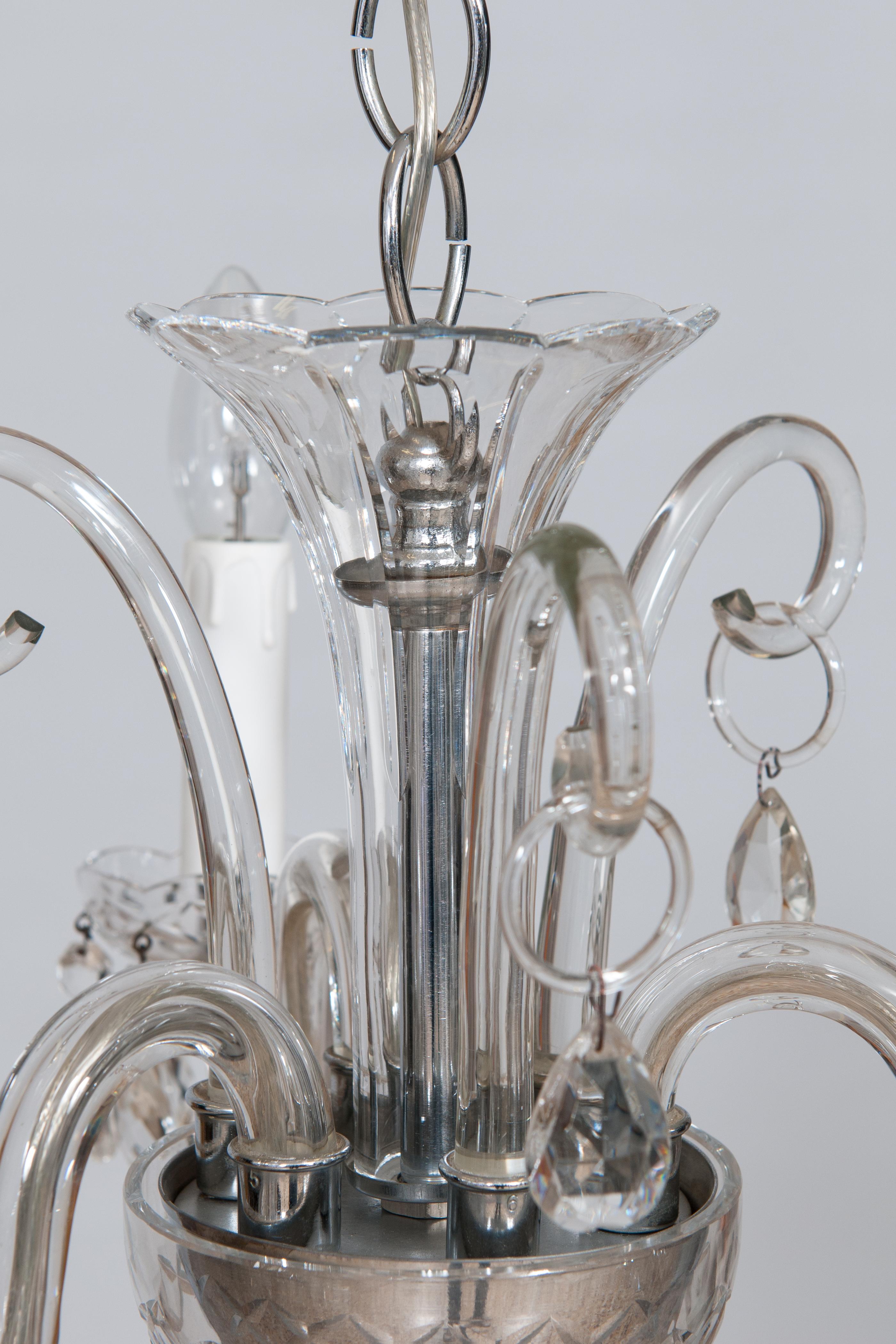 Maria Theresa Chandelier in Transparent Shiny Murano Glass 1980s Venice Italy  For Sale 1