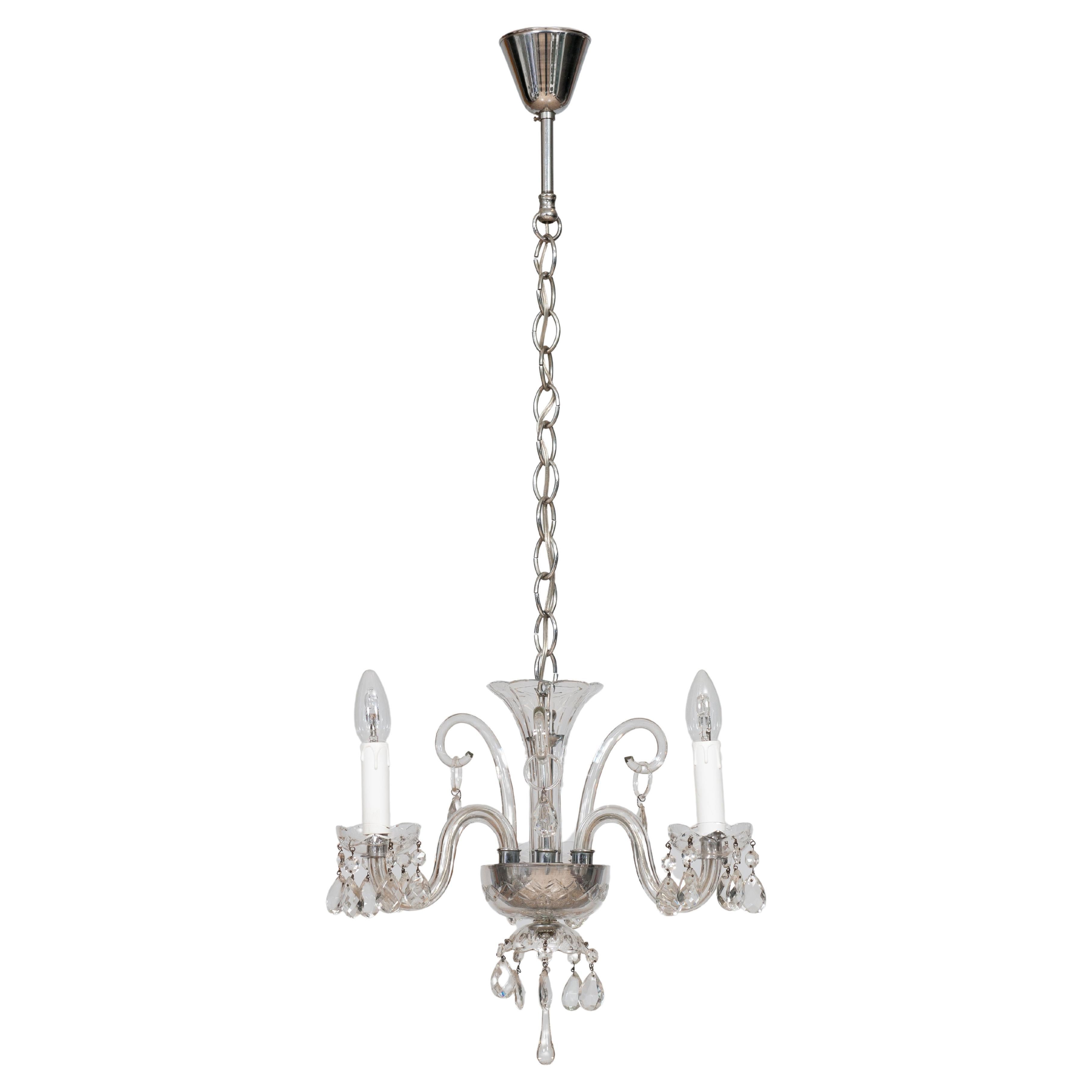 Maria Theresa Chandelier in Transparent Shiny Murano Glass 1980s Venice Italy