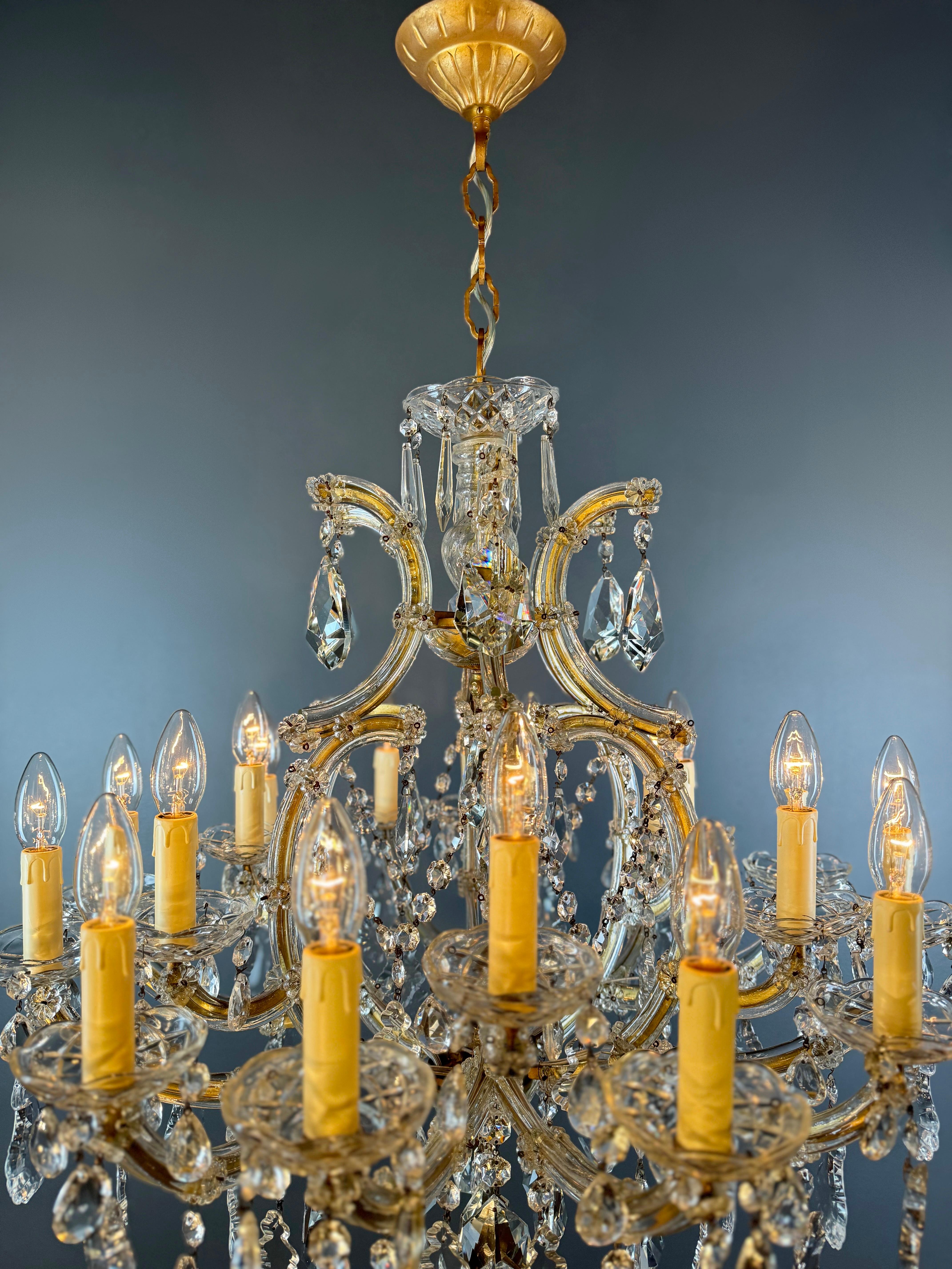 Maria Theresa Clear Crystal Chandelier Antique Luster Glass White Art Nouveau For Sale 2