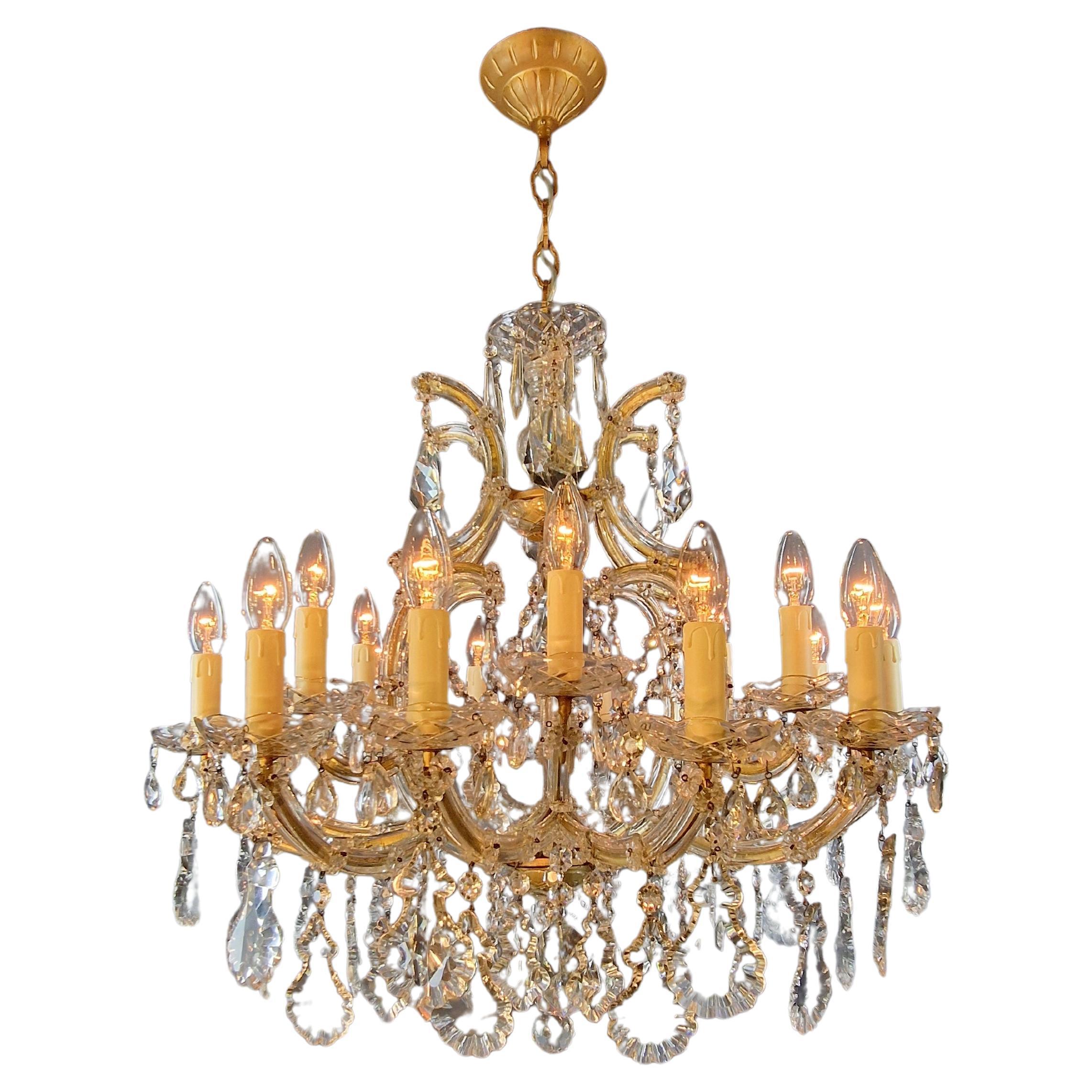 Maria Theresa Clear Crystal Chandelier Antique Luster Glass White Art Nouveau