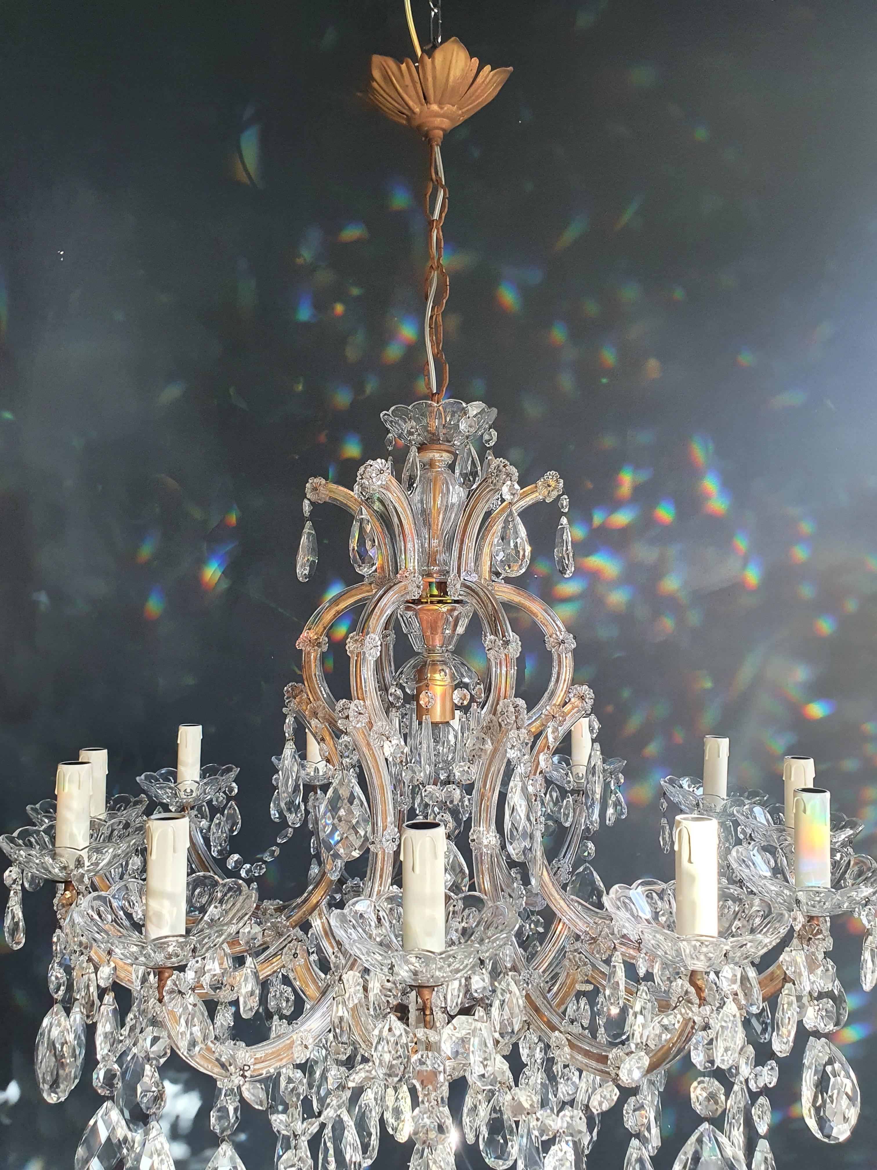 European Maria Theresa Clear Crystal Chandelier Antique Ceiling Luster Glass White