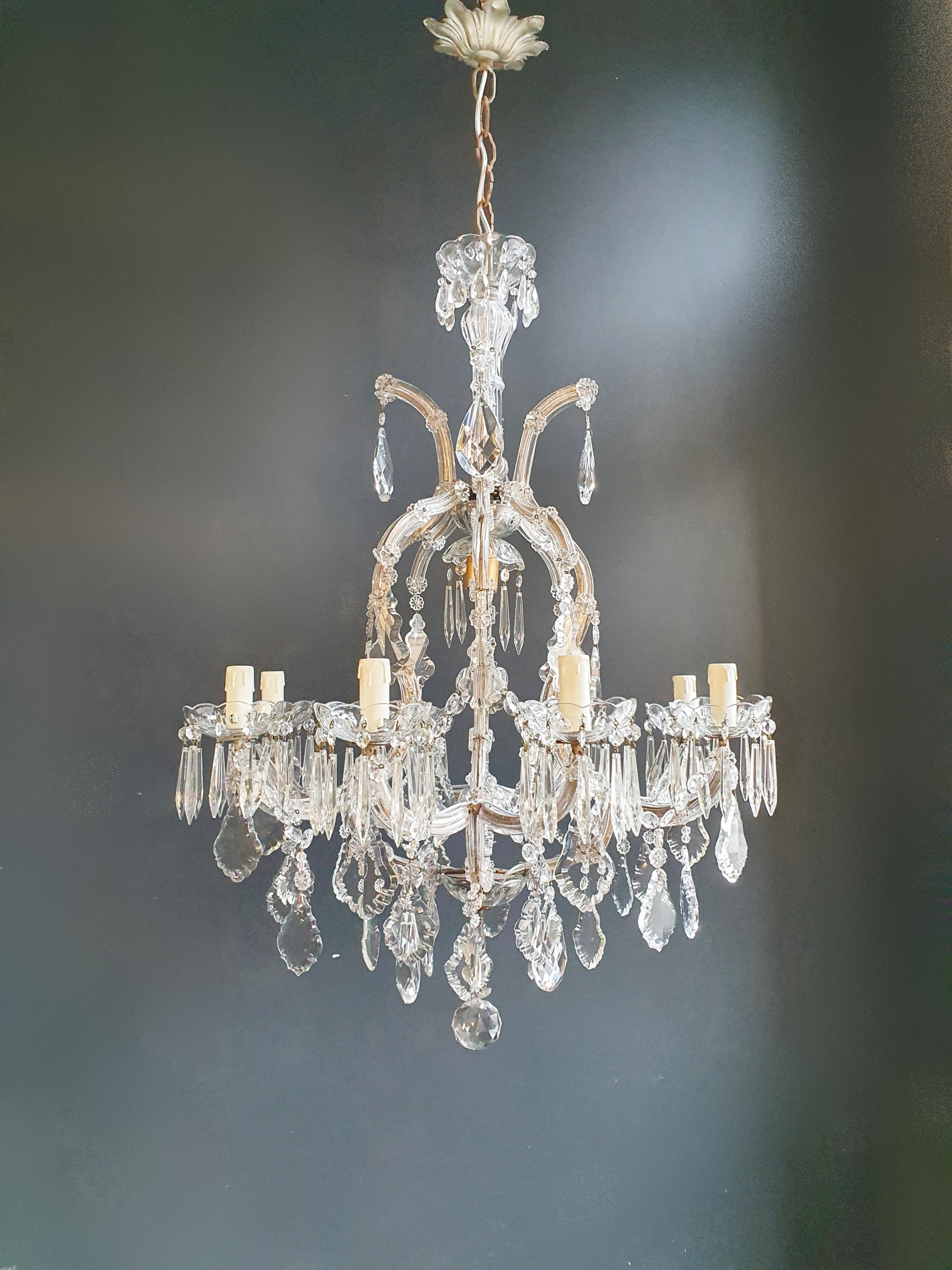 Hand-Knotted Maria Theresa Crystal Chandelier Antique Classic Clear Glass For Sale