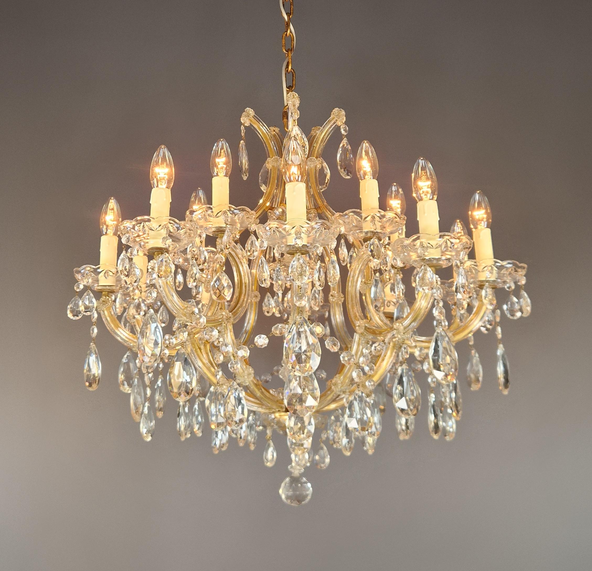 Noué à la main Plafonnier ancien lustre en cristal Art Nouveau Maria Theresia en vente