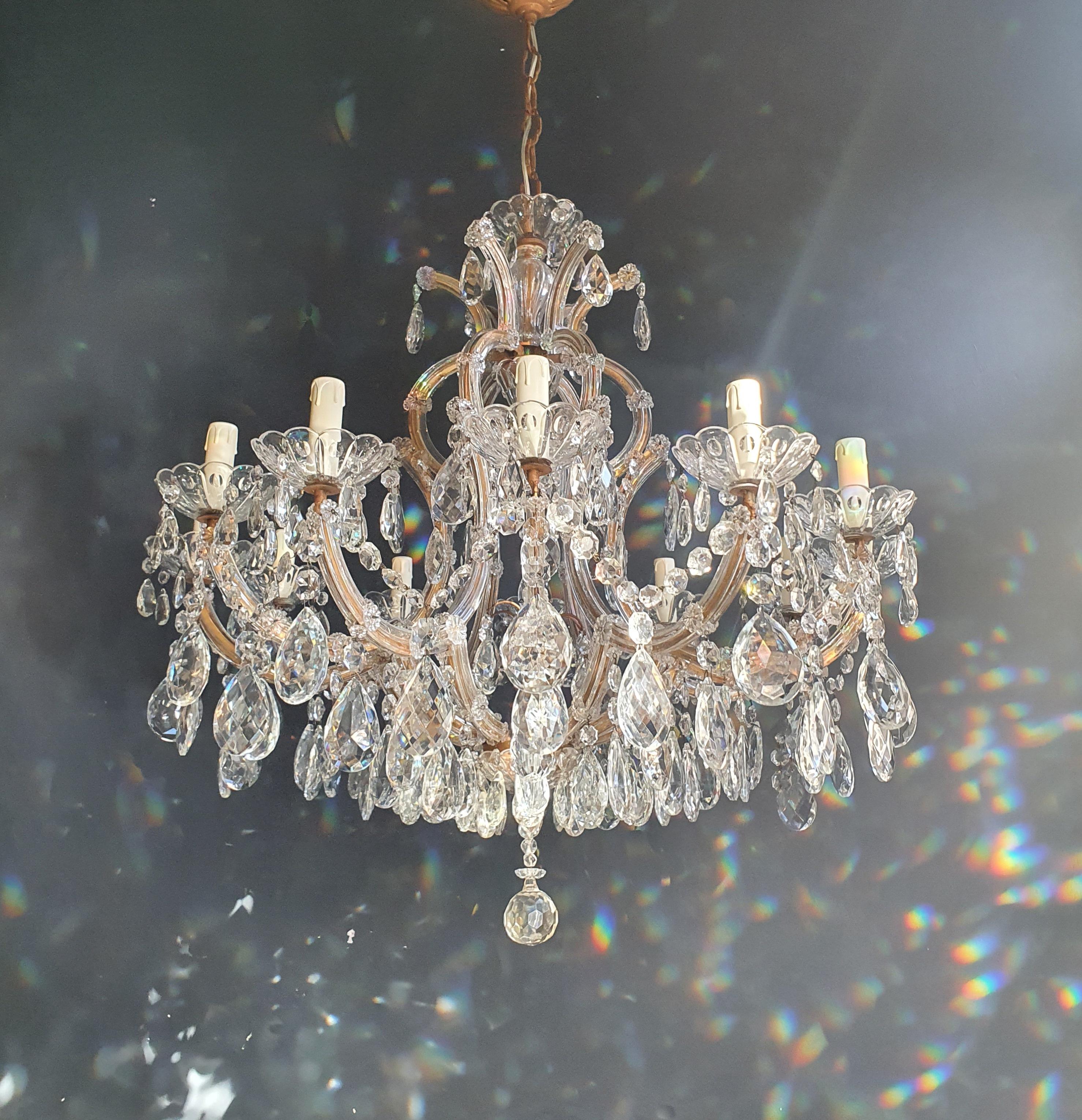 Maria Theresa Clear Crystal Chandelier Antique Ceiling Luster Glass White In Good Condition In Berlin, DE