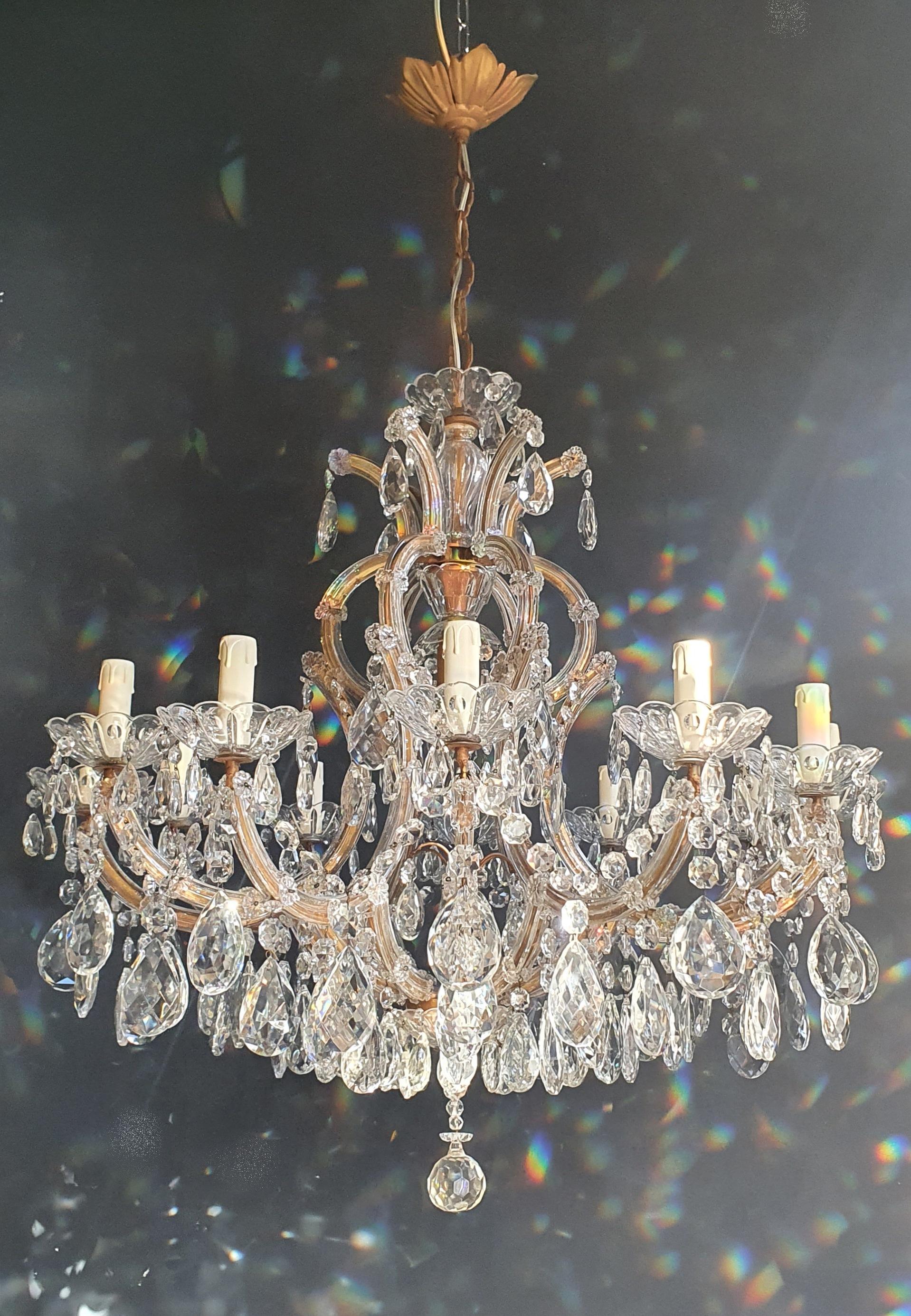 18th Century and Earlier Maria Theresa Clear Crystal Chandelier Antique Ceiling Luster Glass White