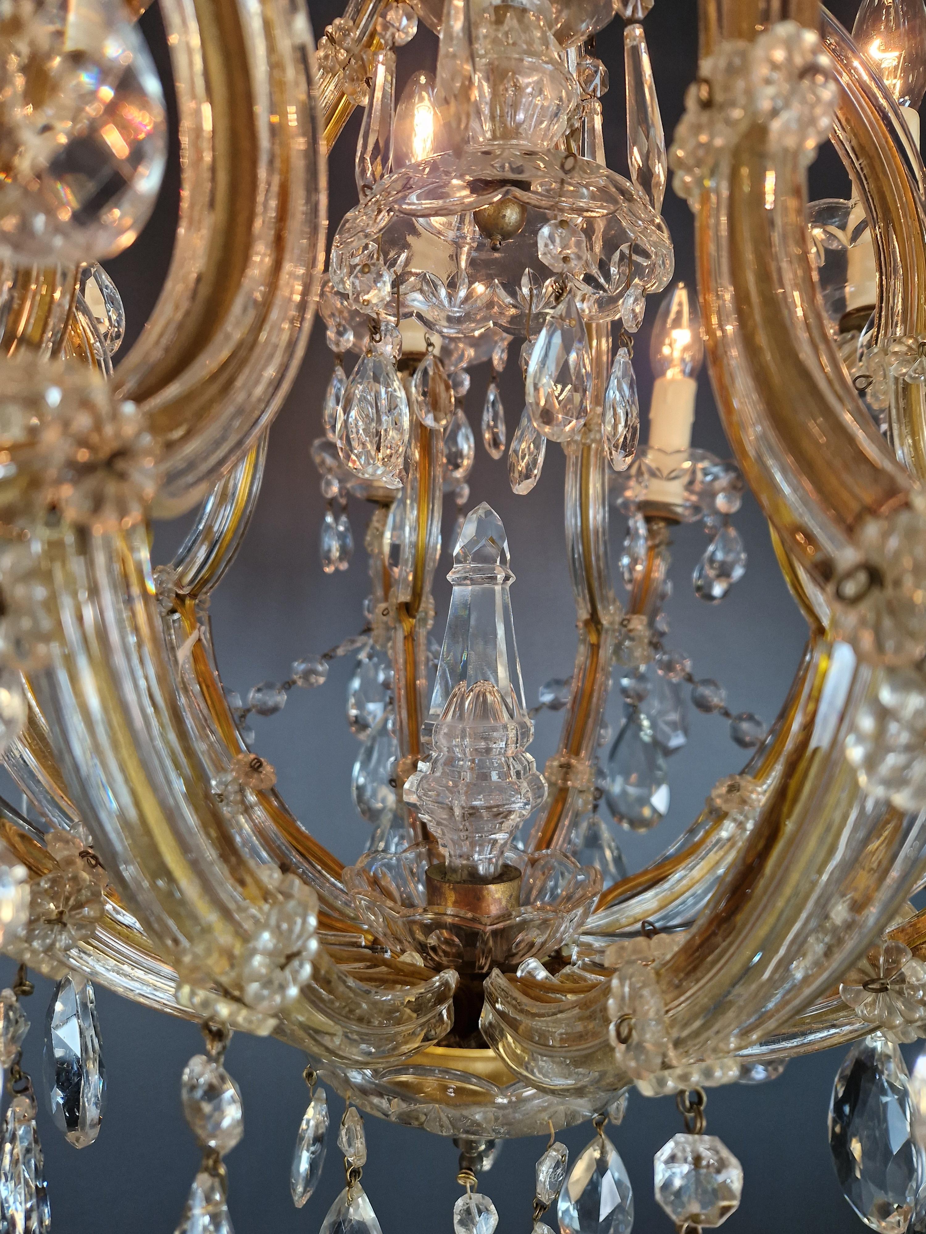 Laiton Plafonnier ancien lustre en cristal Art Nouveau Maria Theresia en vente