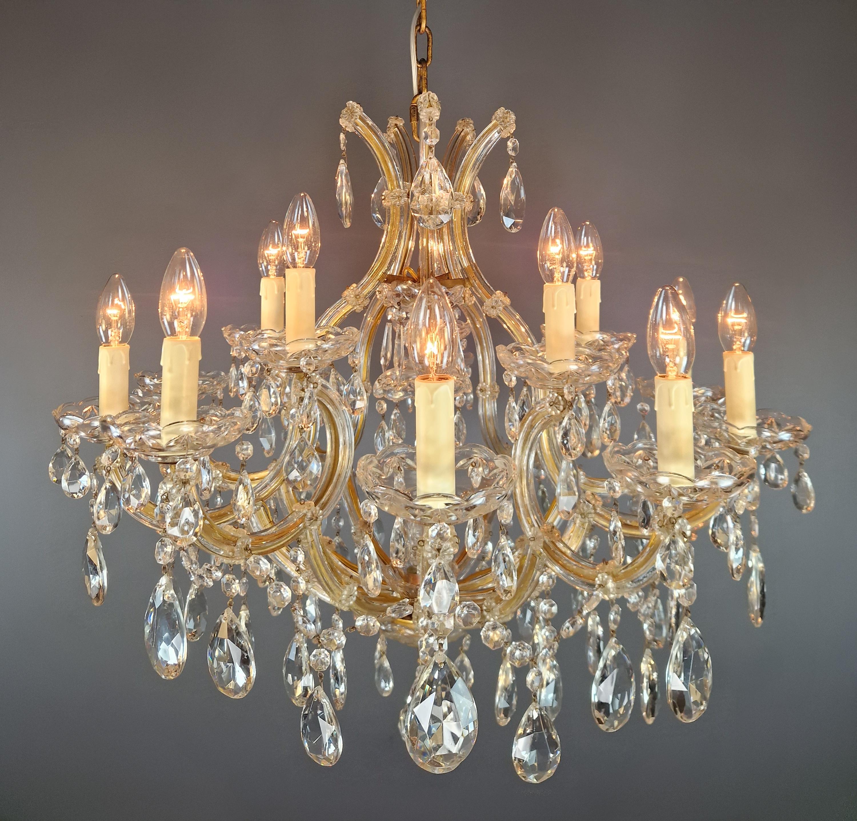 Plafonnier ancien lustre en cristal Art Nouveau Maria Theresia en vente 1