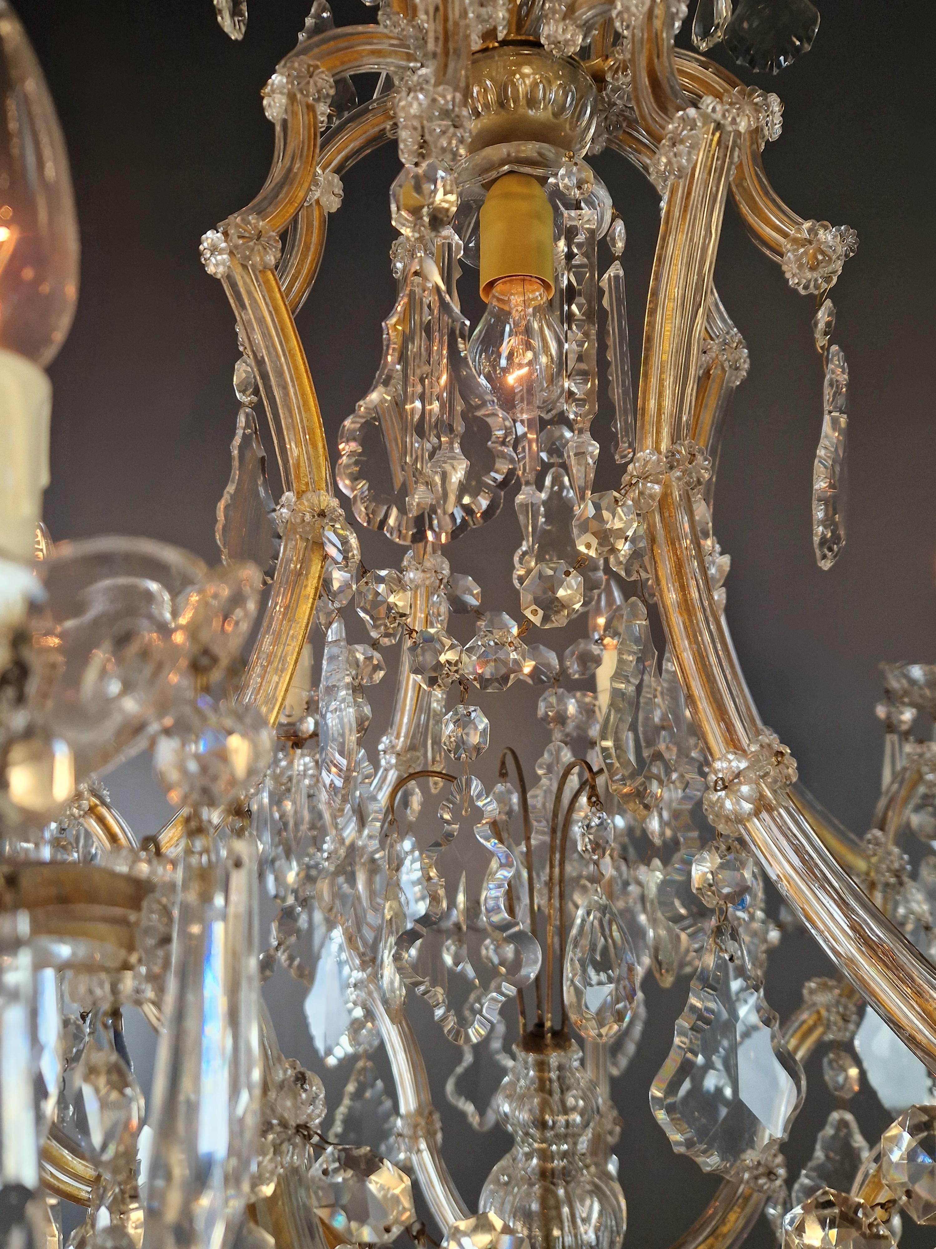 Plafonnier ancien en cristal Lustre Art Nouveau tchèque en vente 2
