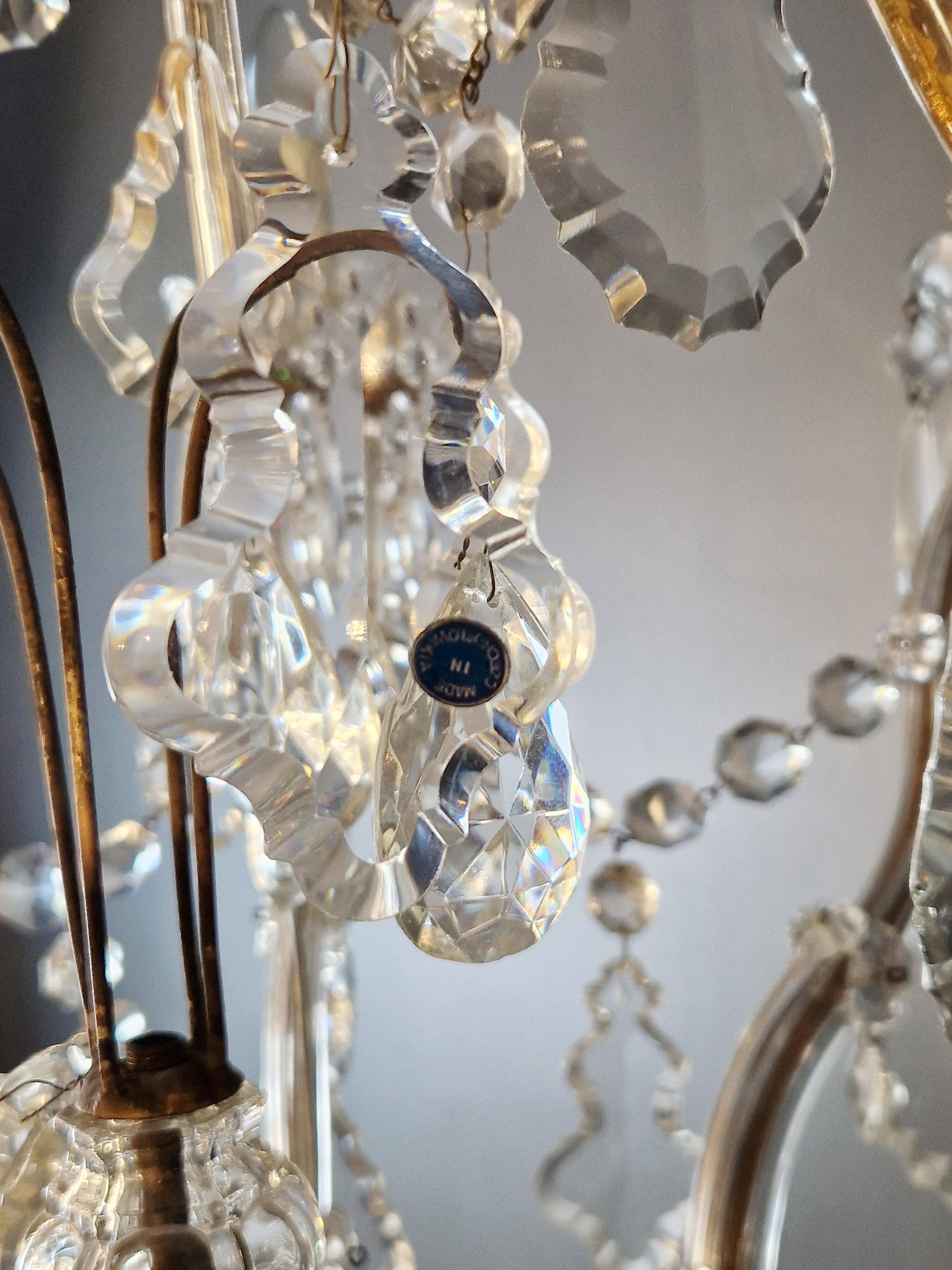 Plafonnier ancien en cristal Lustre Art Nouveau tchèque en vente 4