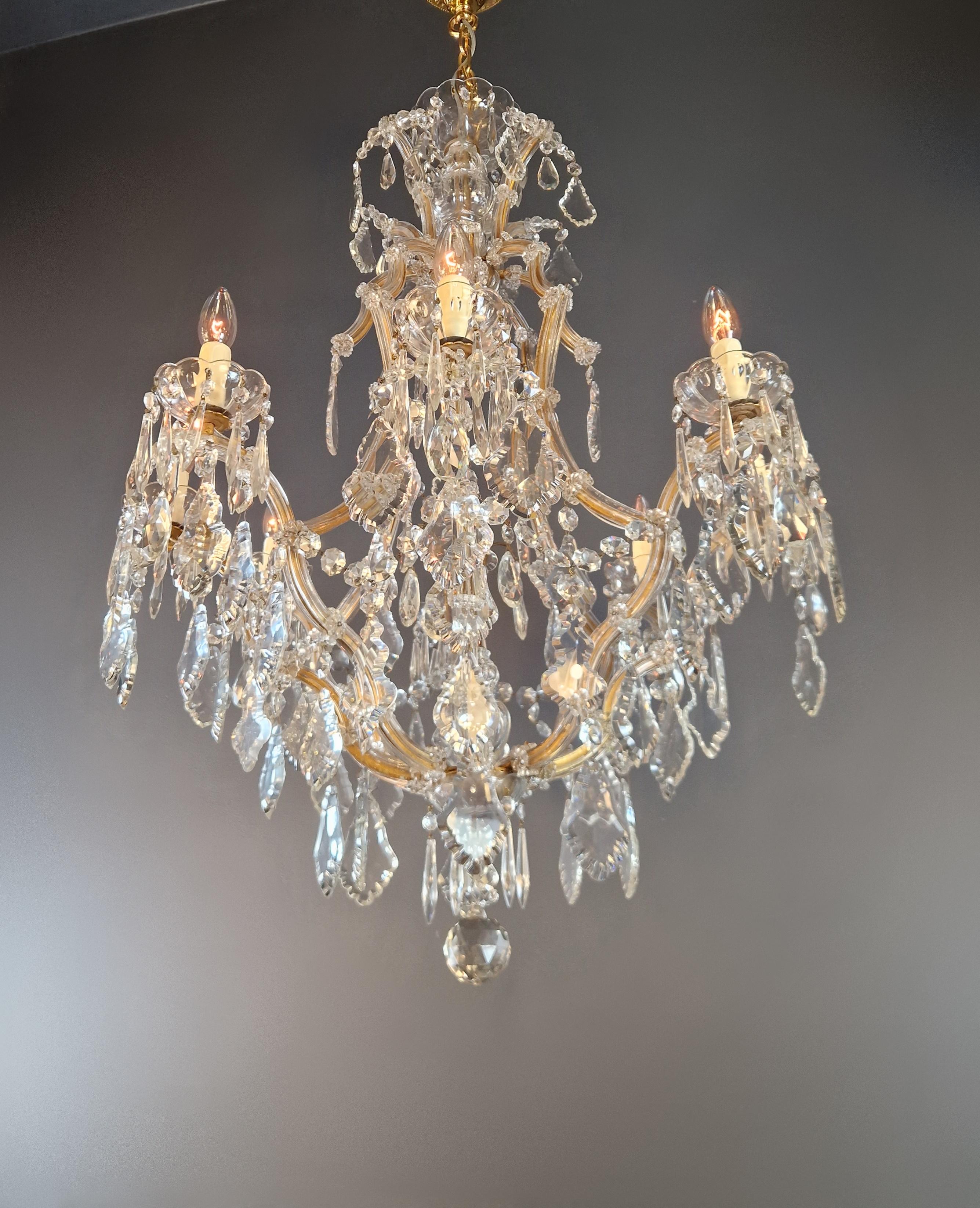 Noué à la main Plafonnier ancien en cristal Lustre Art Nouveau tchèque en vente