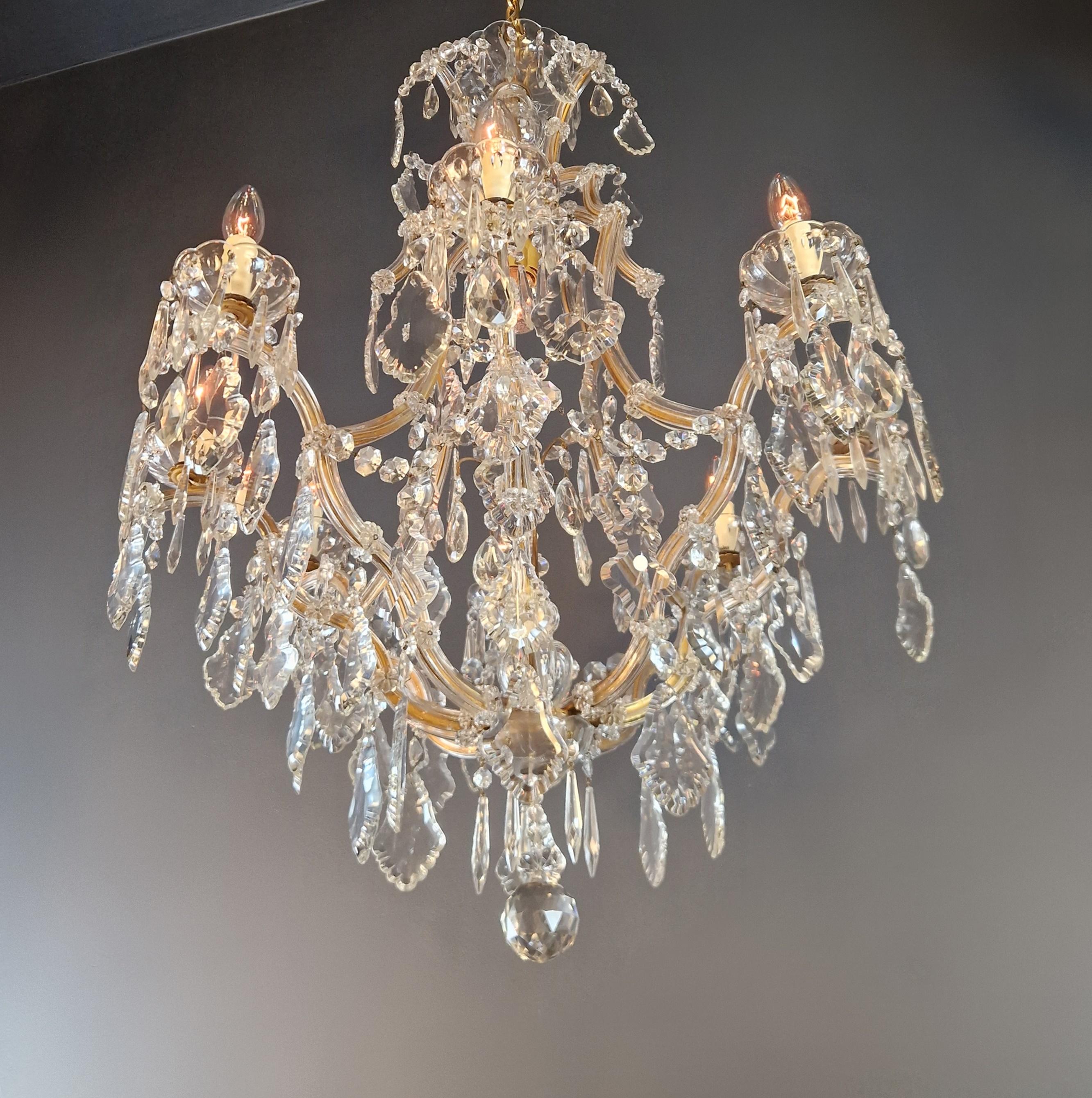 Plafonnier ancien en cristal Lustre Art Nouveau tchèque Bon état - En vente à Berlin, DE