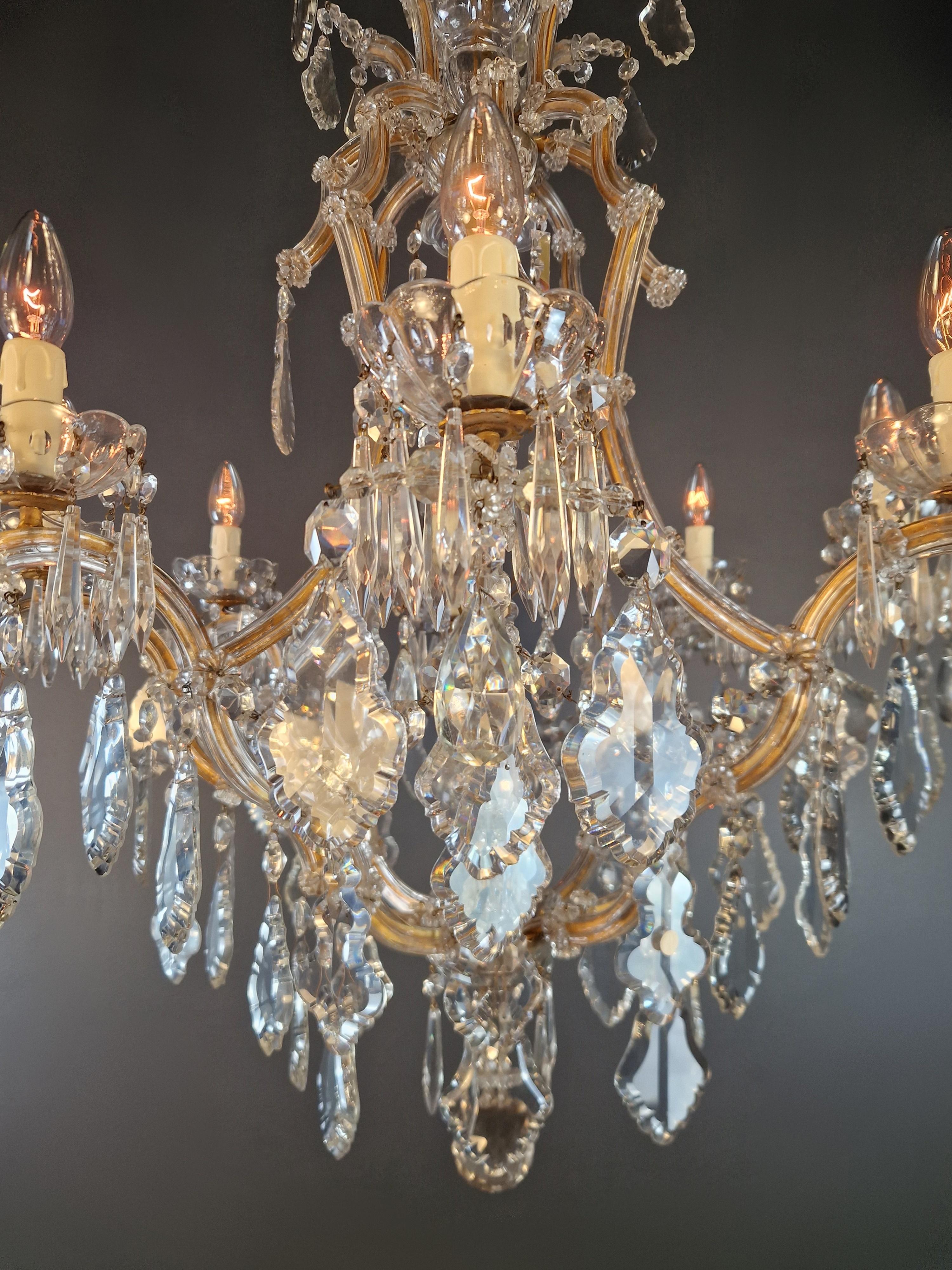 Milieu du XXe siècle Plafonnier ancien en cristal Lustre Art Nouveau tchèque en vente